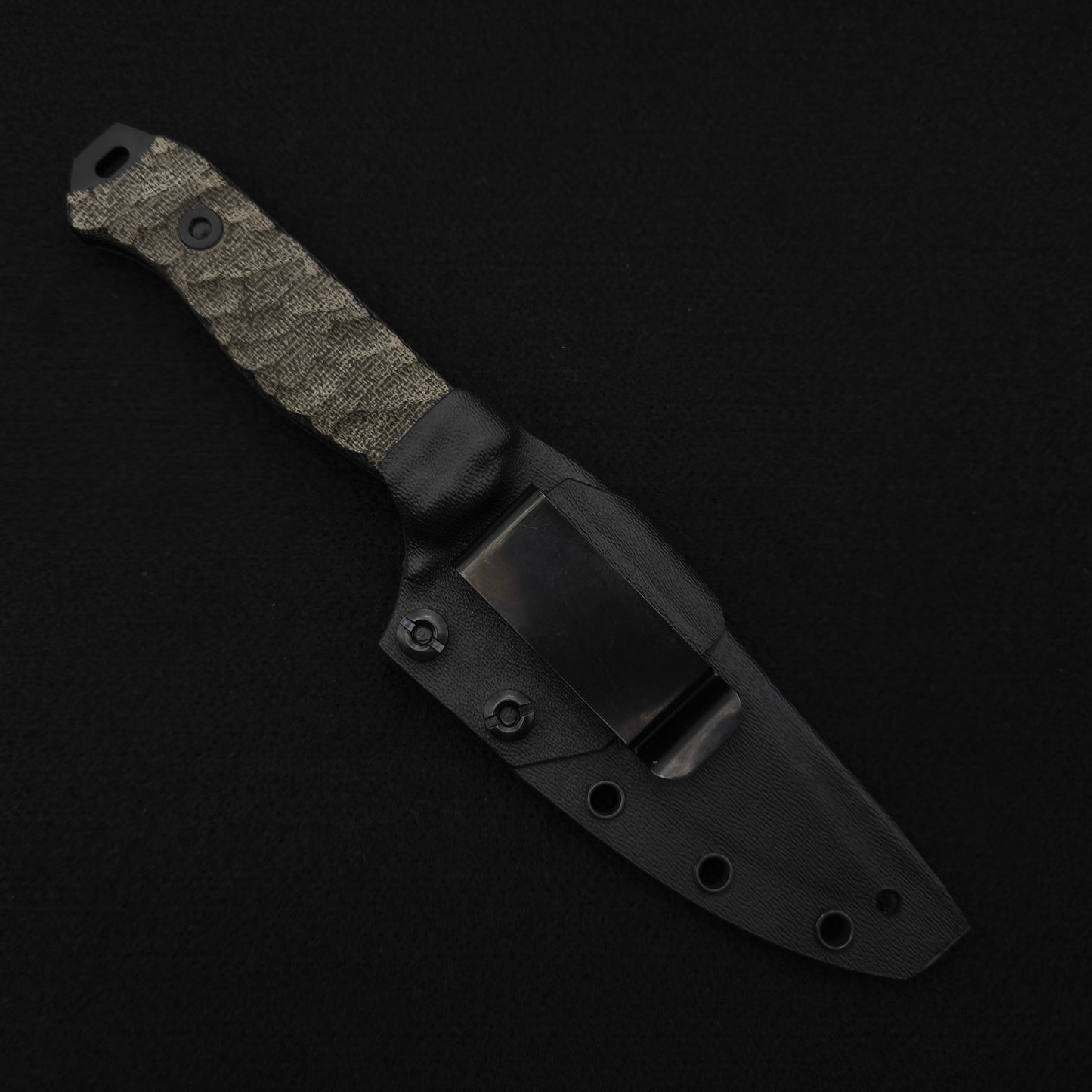 Half Face Blades Field Knife Black Canvas Micarta, Armor Black 3