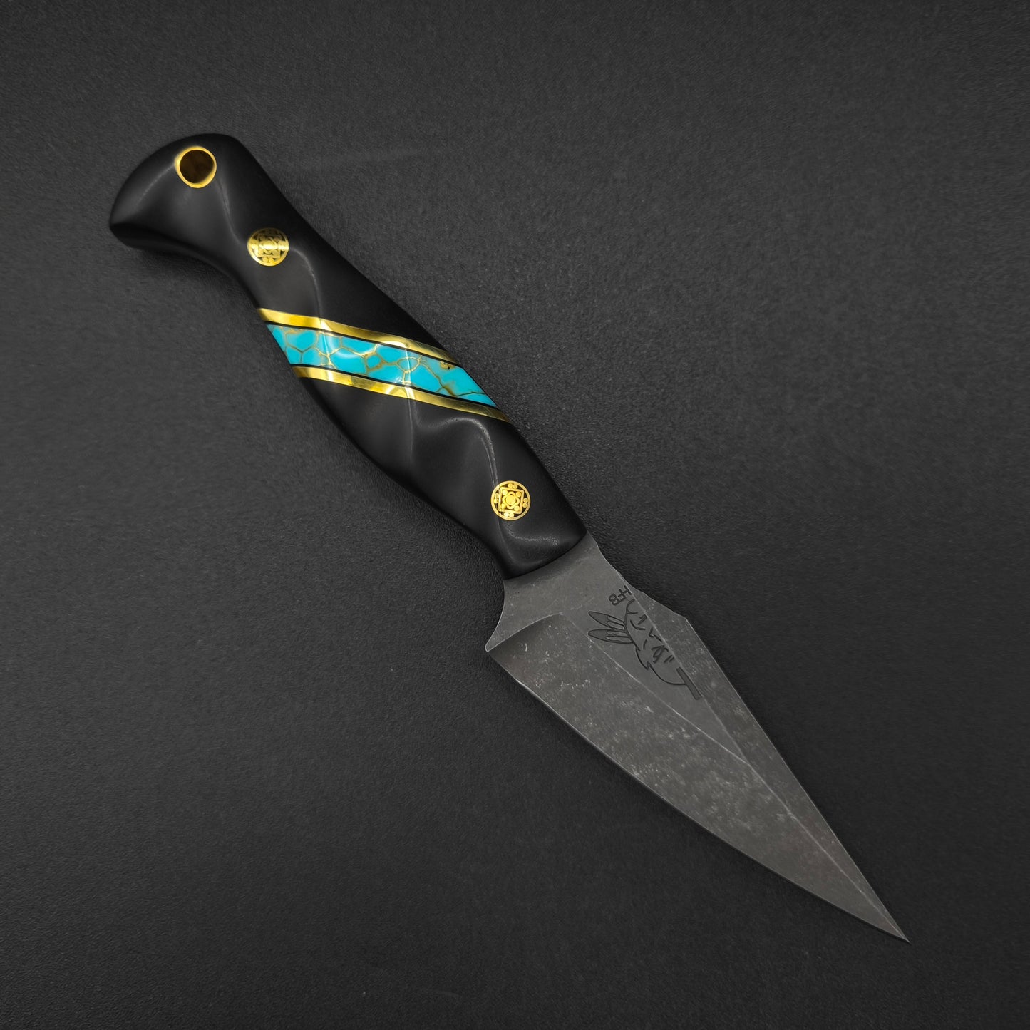 Half Face Blades Gulo Gulo Black Diamond Richlite, Brass and Turquoise