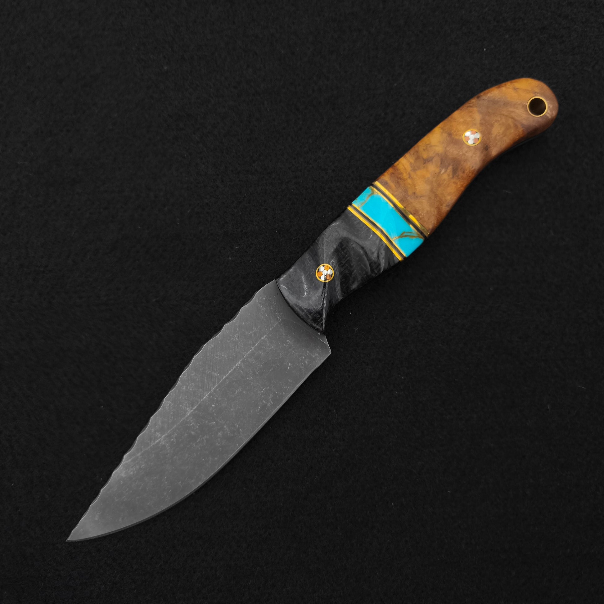 Half Face Blades Crow Scalper Black Burlap Micarta, Turquoise, Teak 2