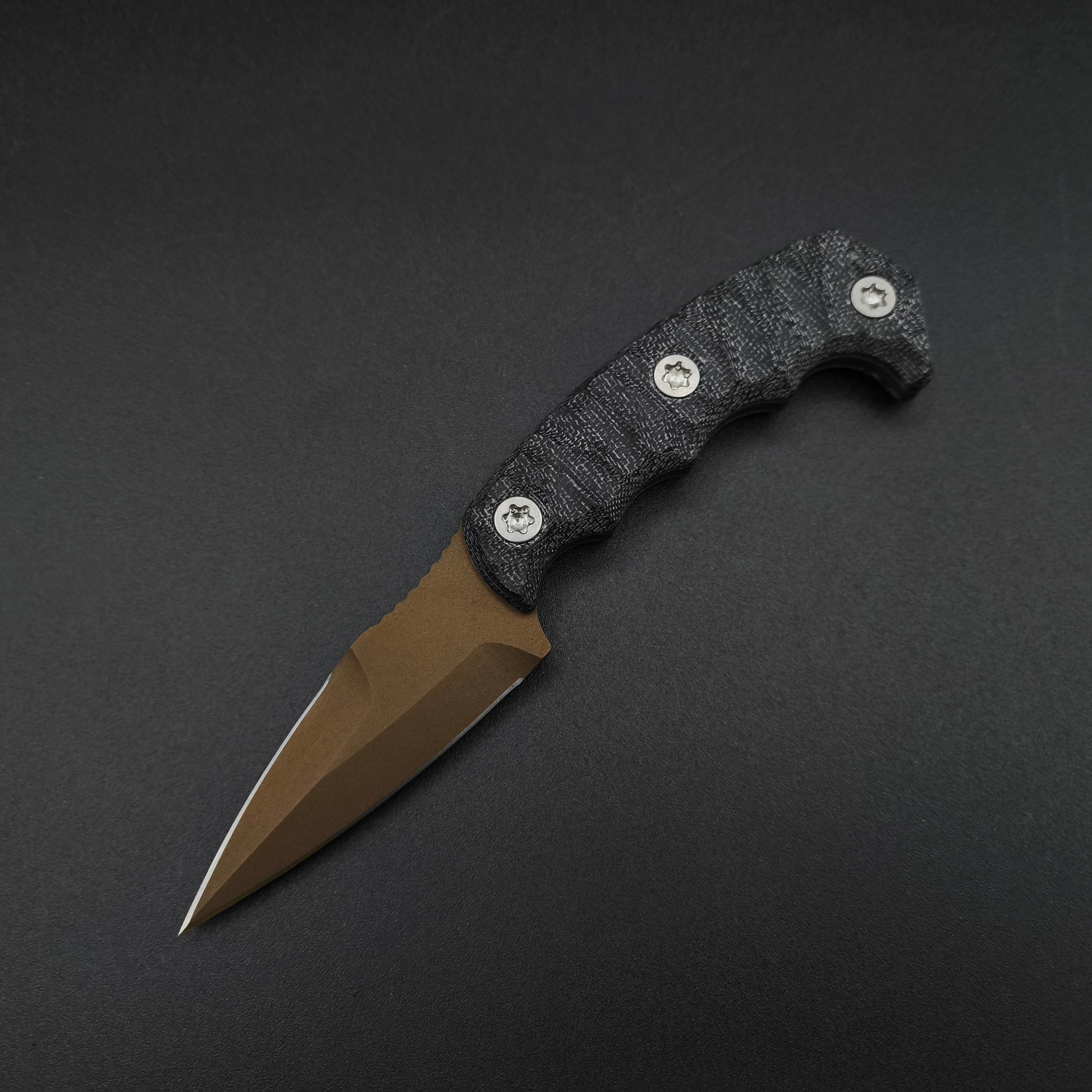 Half Face Blades HUMINT 3" Black Canvas Micarta, Midnight Bronze 2