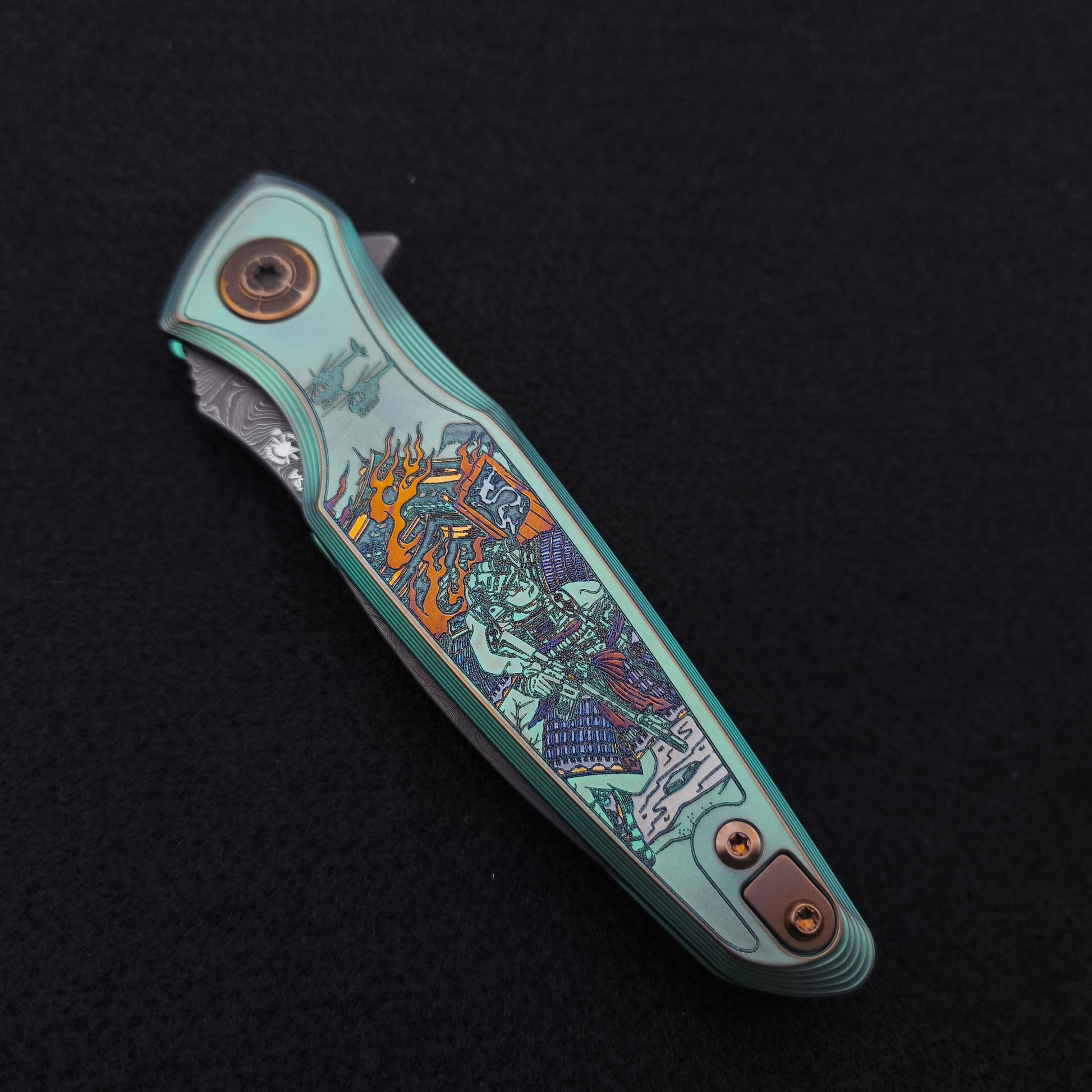 Spartan Blades PANDIA Ronin Fire SF16 Custom Chad Nichols Damascus 4