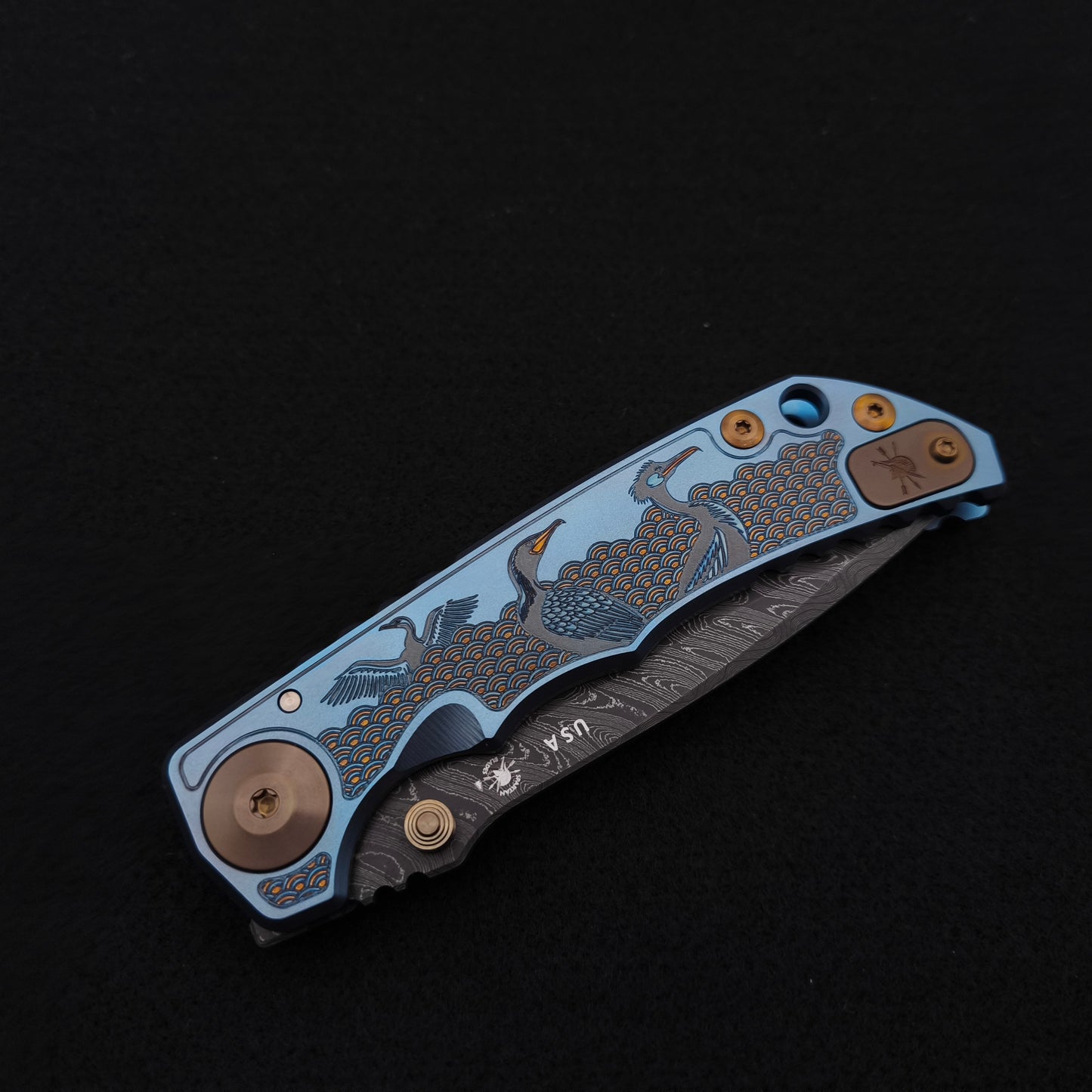 Spartan Blades Harsey Folder SF5 Custom Chad Nichols Damascus Sea Raven Special Edition 4