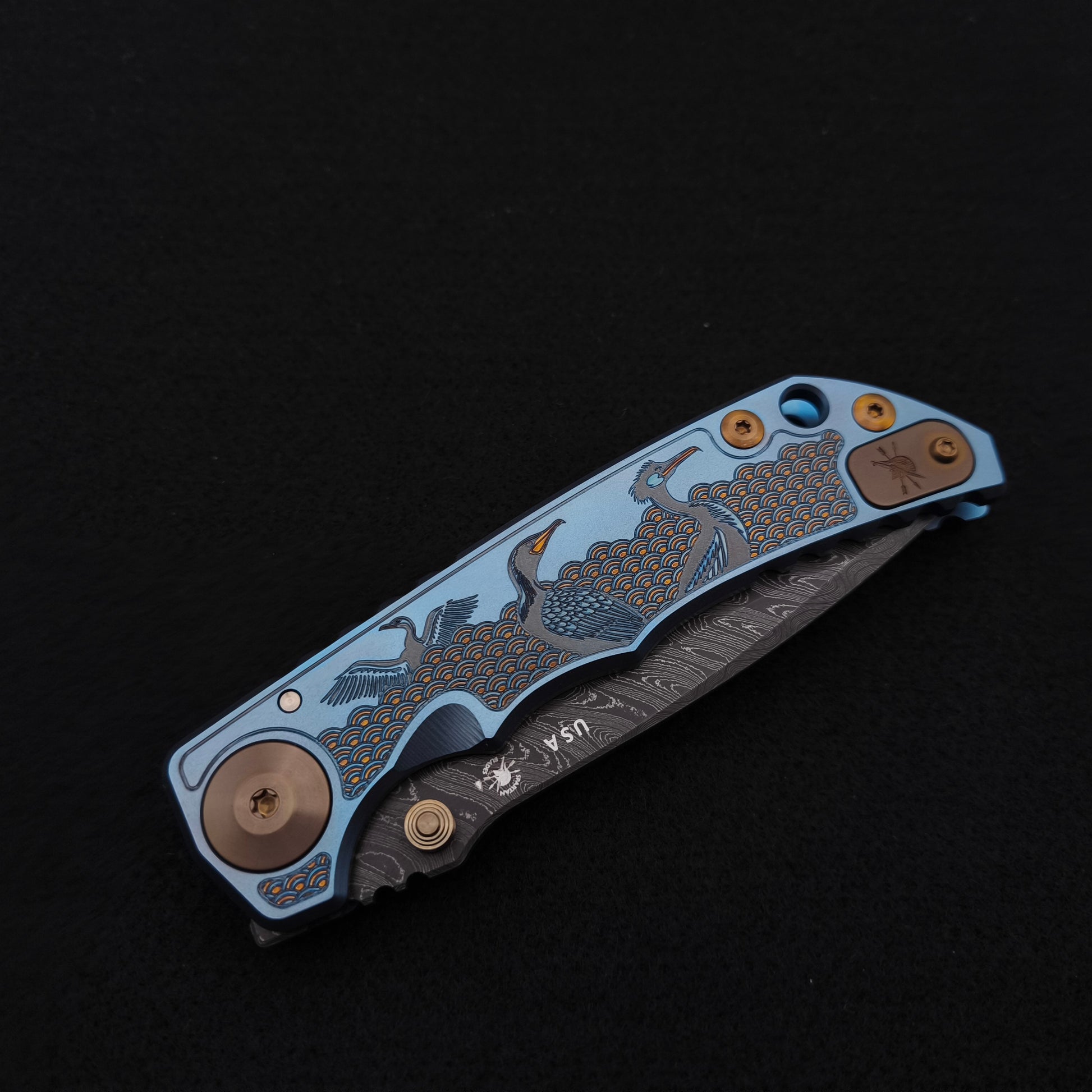Spartan Blades Harsey Folder SF5 Custom Chad Nichols Damascus Sea Raven Special Edition 4
