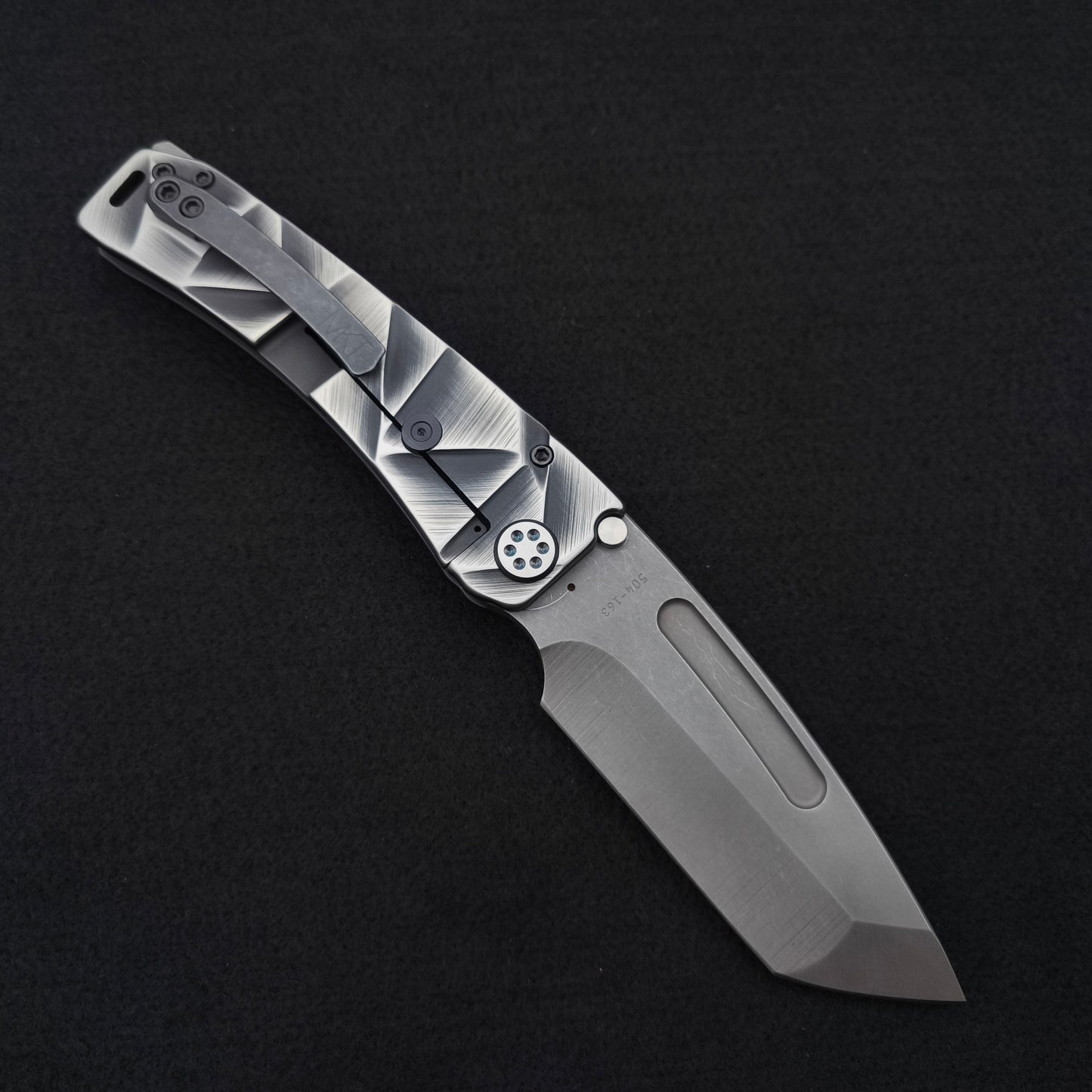 Medford Marauder, Full Size, Acid Distressed Tanto, Black and Silver Stained Glass 2