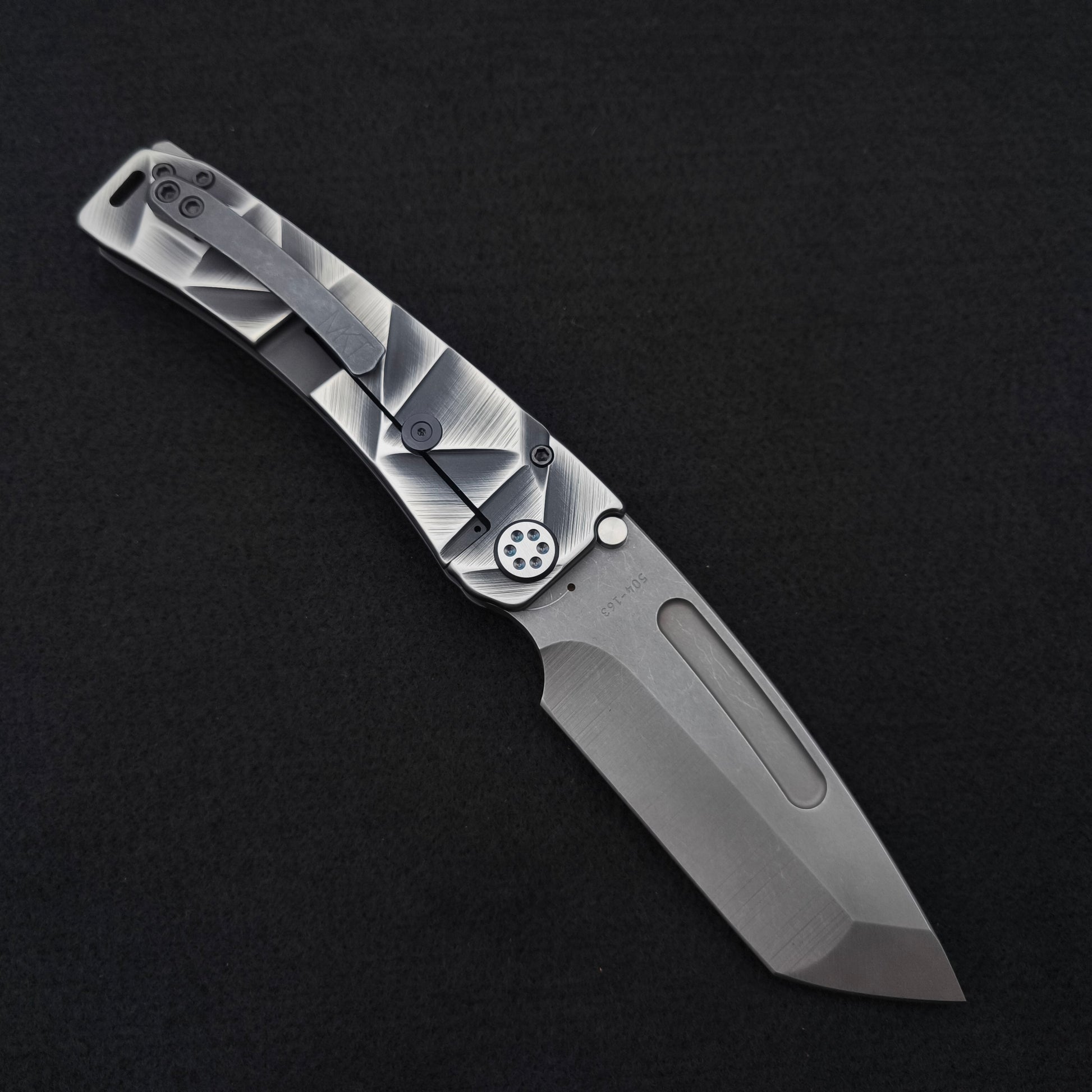 Medford Marauder, Full Size, Acid Distressed Tanto, Black and Silver Stained Glass 2