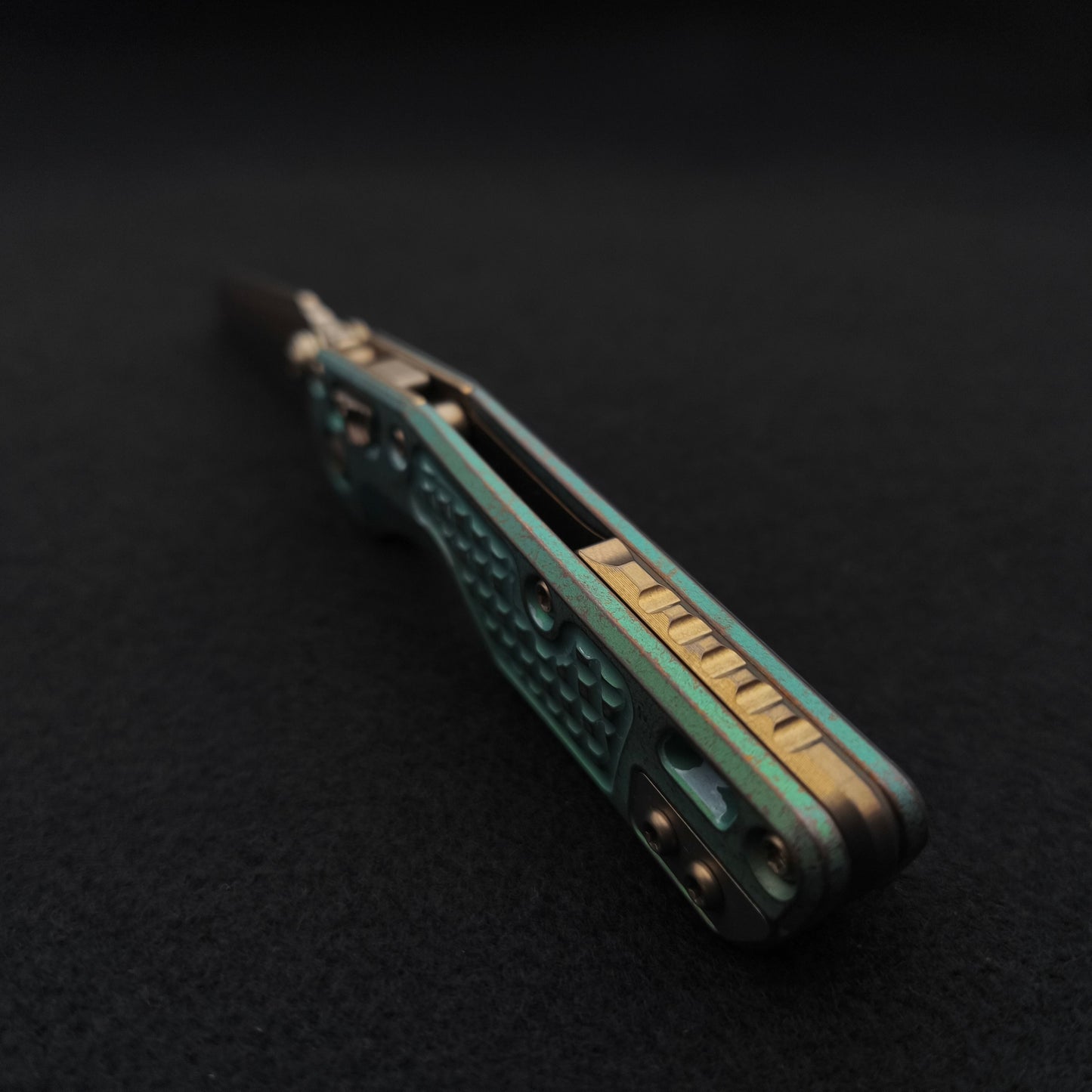 Microtech MSI Mini Bronzed Stonewash Frag Antique Green Marfione Select