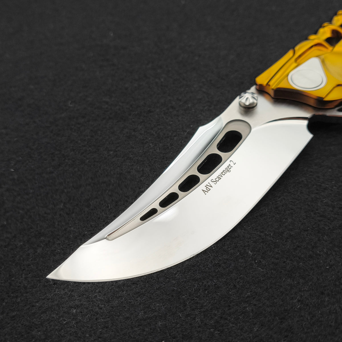 ADV Scavenger Gen 2, Integral Titanium Handle, Gold and Mirror finish, M390 3