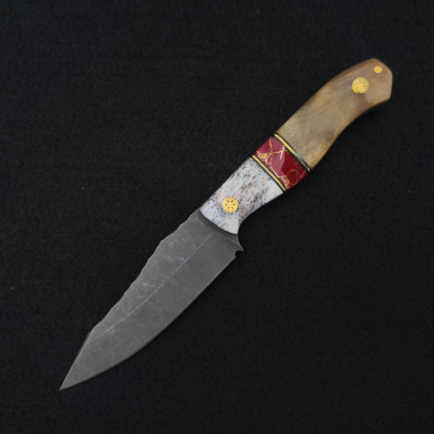Half Face Blades Field Knife Jr Elk Antler, Buckeye Burl 2