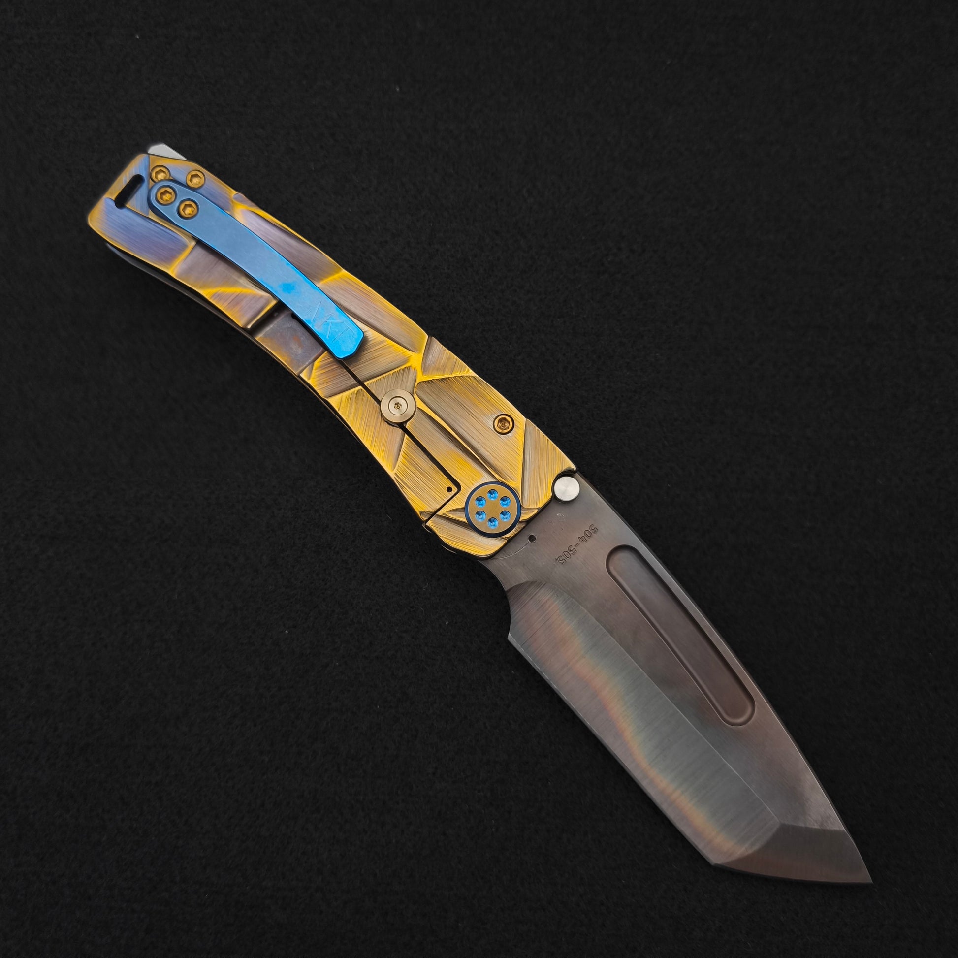 Medford Marauder, Full Size, Vulcan Tanto, Blue Violet Bronze Stained Glass 2