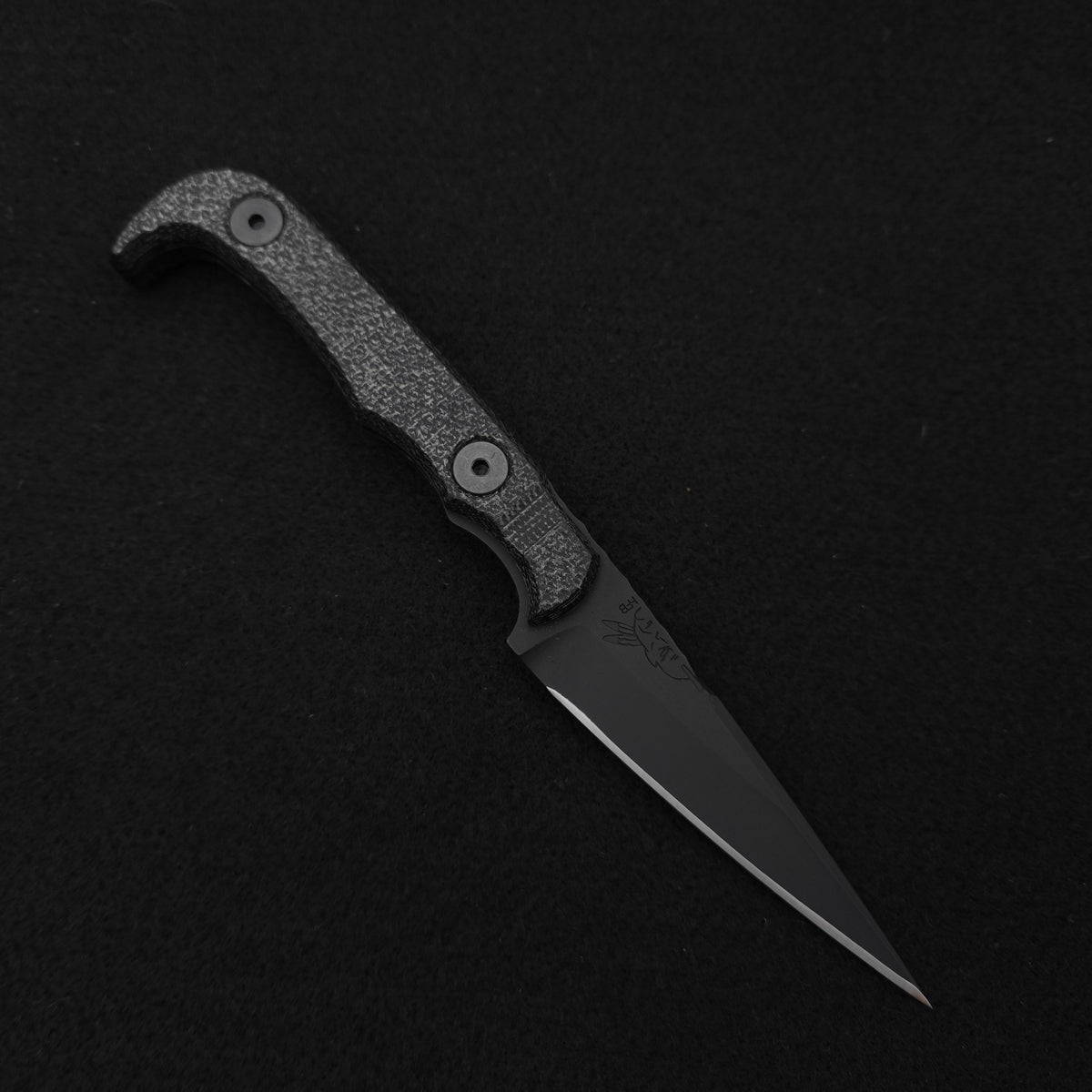 Half Face Blades Slenderman, Black Canvas Micarta, Armor Black Cerakote
