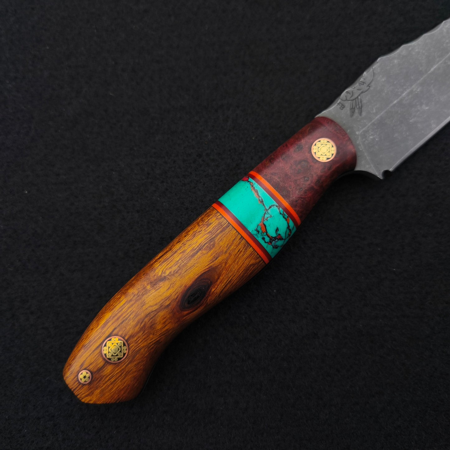 Half Face Blades Field Knife Jr Dyed Black Ash, Sonoran Sunset Tru-stone Split, Desert Ironwood 3