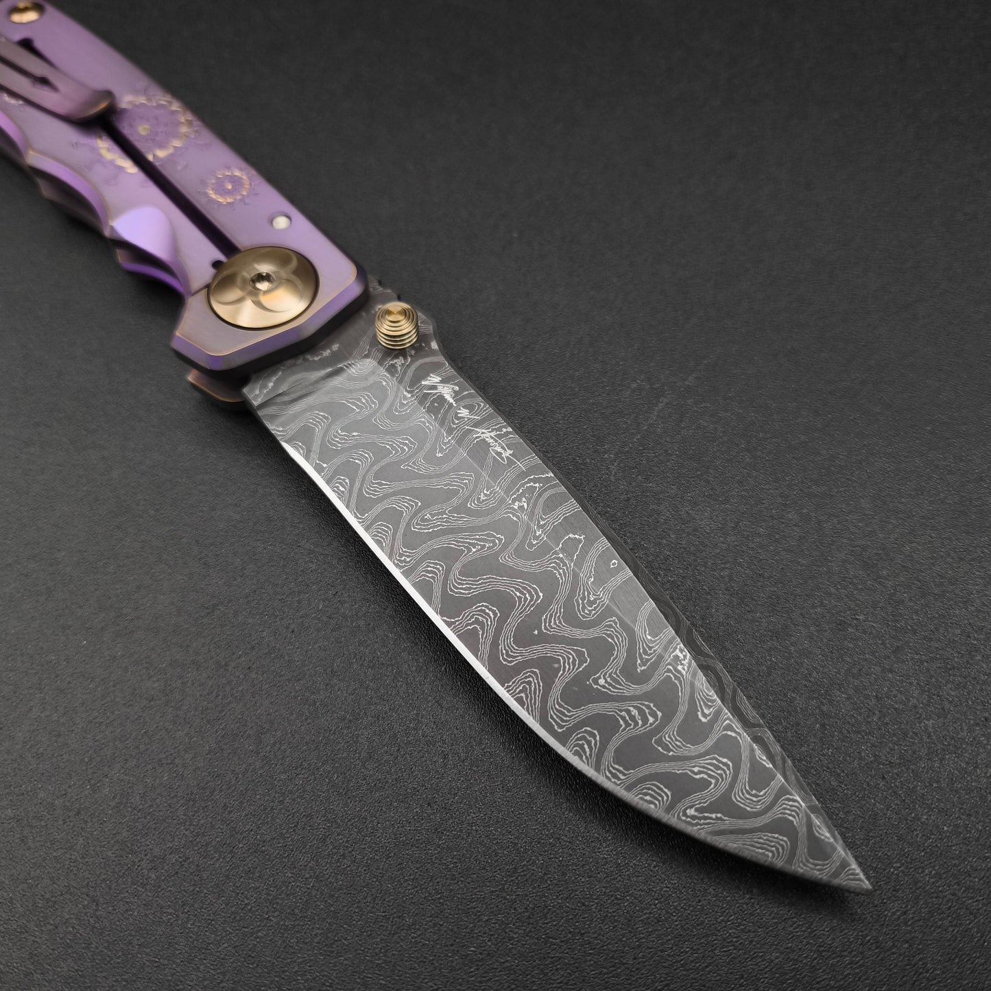 Spartan Blades Harsey Folder SF5 Custom Chad Nichols Damascus Plague Doctor Purple