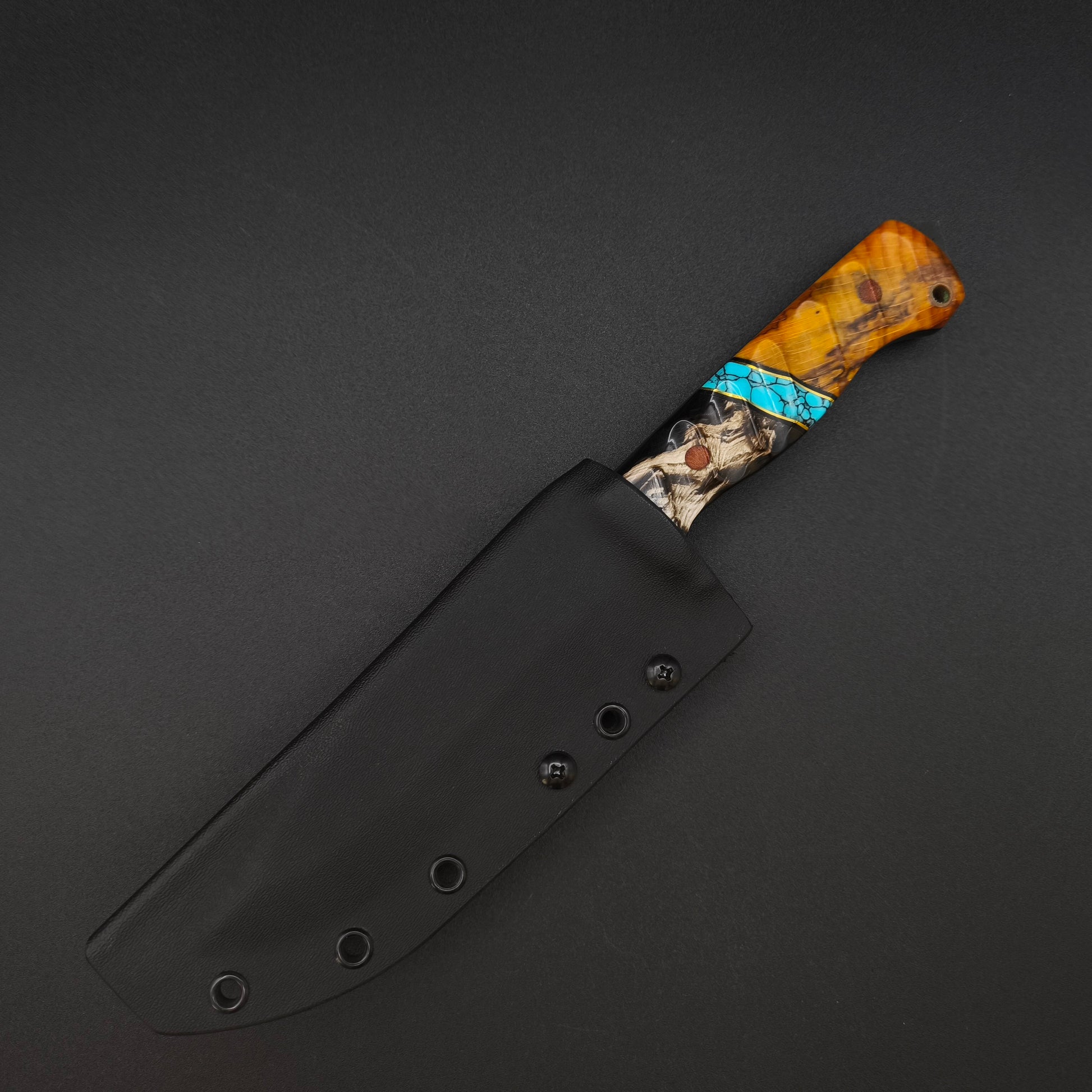 Sea Sick Blades Bowie, Buffalo Horn, Turquoise, Mahogany 80CrV2 4