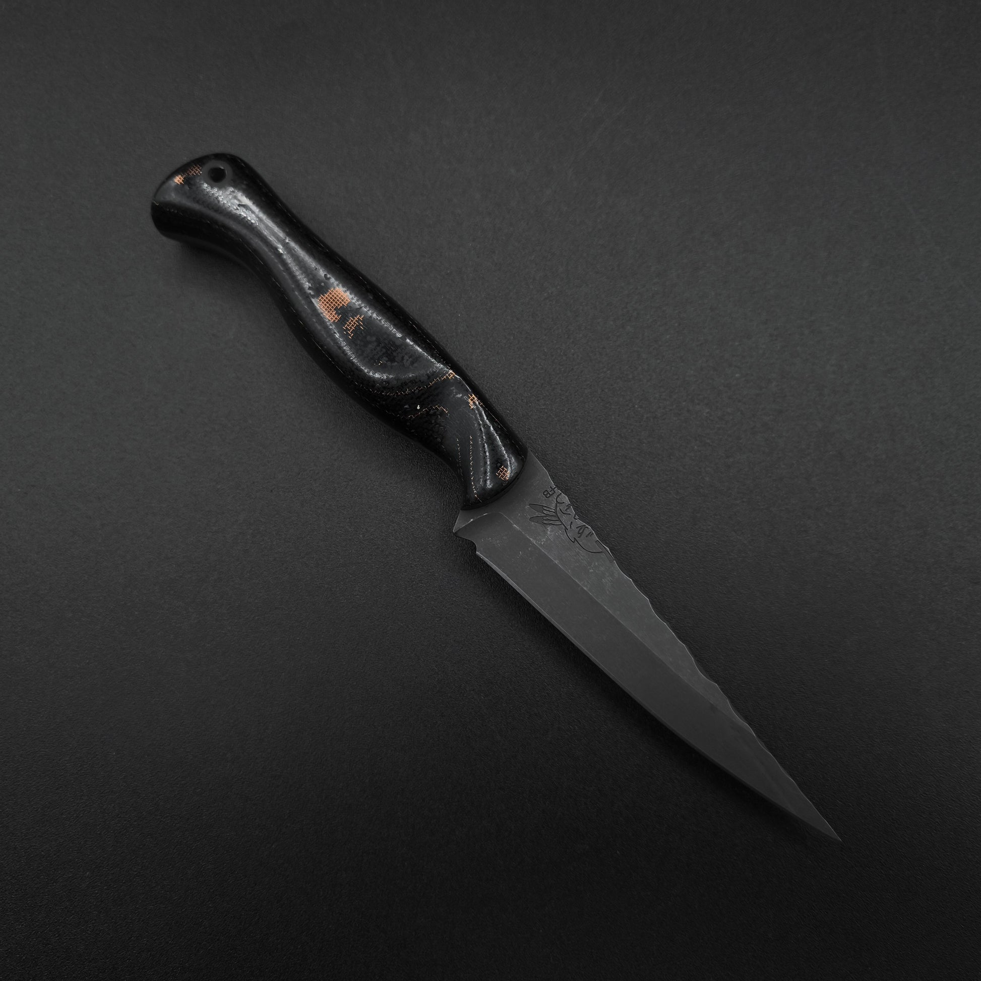 Half Face Blades Congressman Black Canvas Micarta, Copper Mesh 1