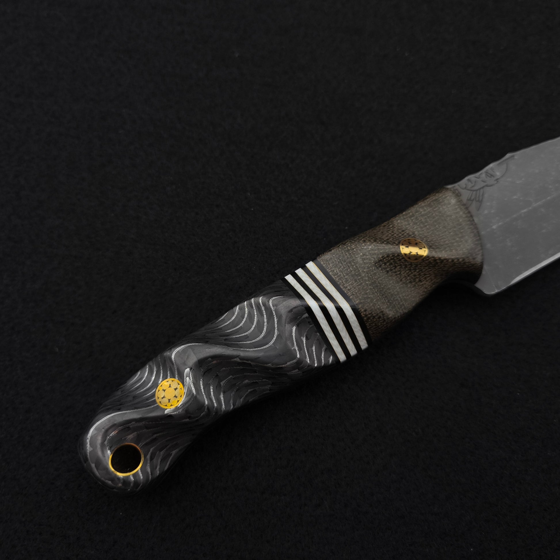 Half Face Blades Feather Light OD Green Canvas Micarta, Silver Dragon Strike Carbon 3