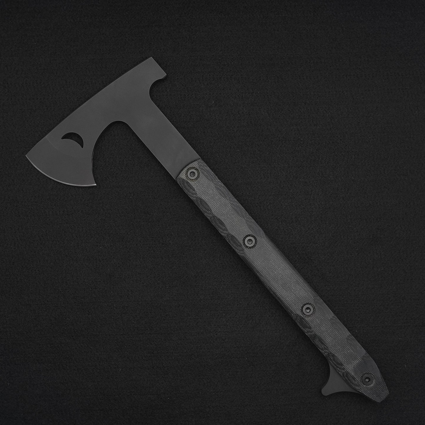 Half Face Blades Howler Hawk, Black Canvas Micarta, Armor Black Cerakote 2