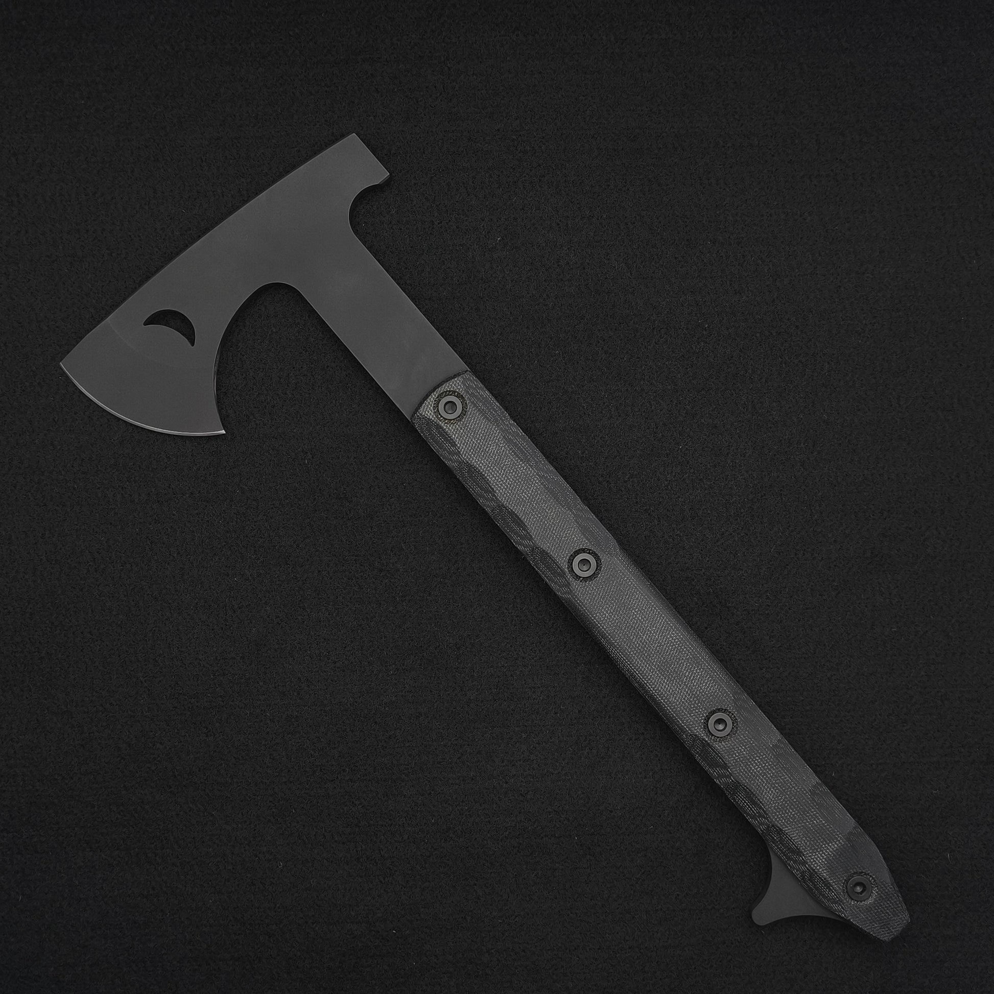 Half Face Blades Howler Hawk, Black Canvas Micarta, Armor Black Cerakote 2