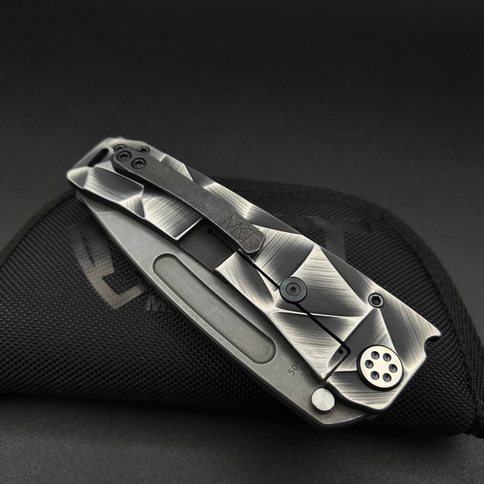 Medford Marauder, Full Size, Acid Distressed Tanto, Black and Silver Stained Glass 4