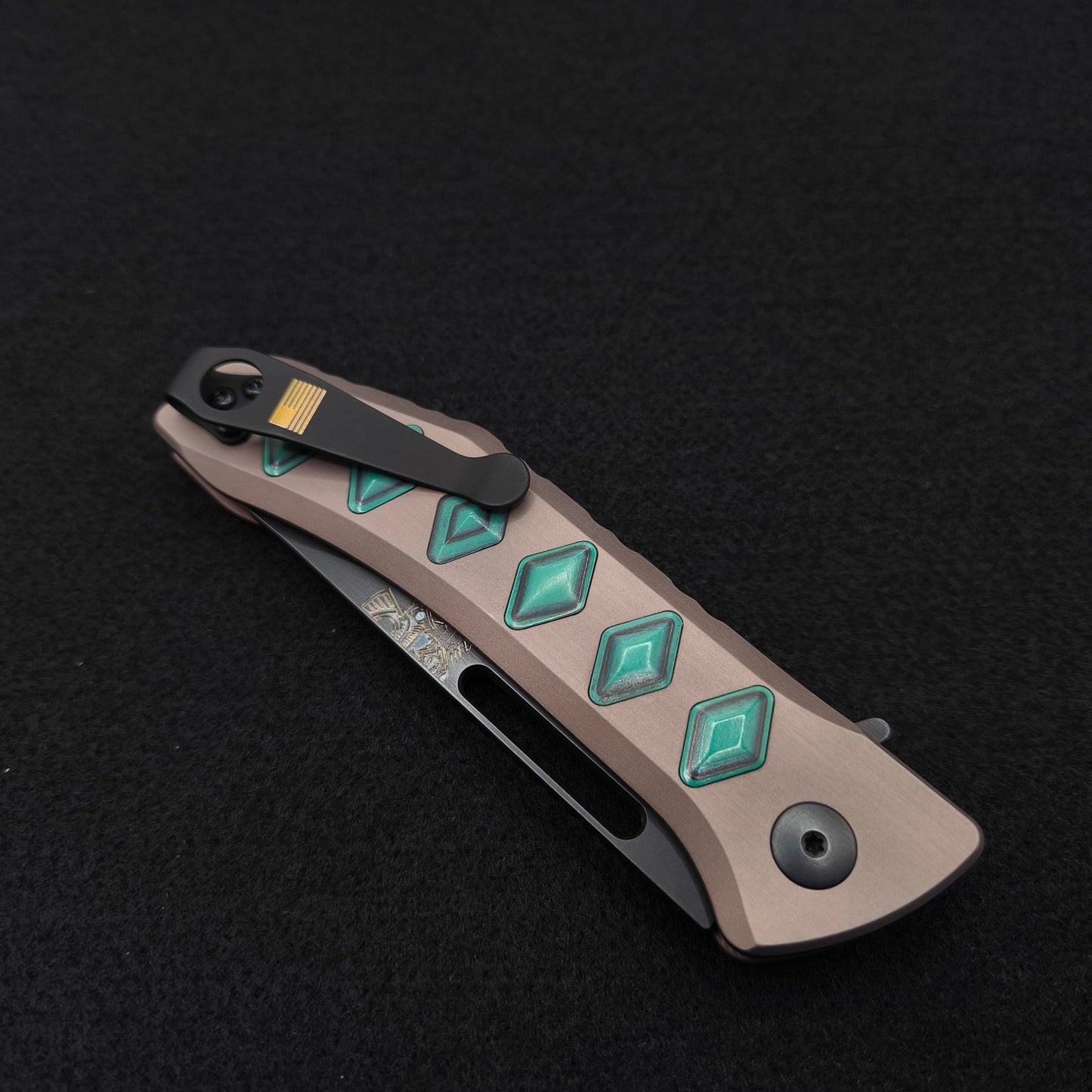 Half Face Blades Custom Kwaiken Folder Aquamarine Camoquartz, Anodized Grey 4