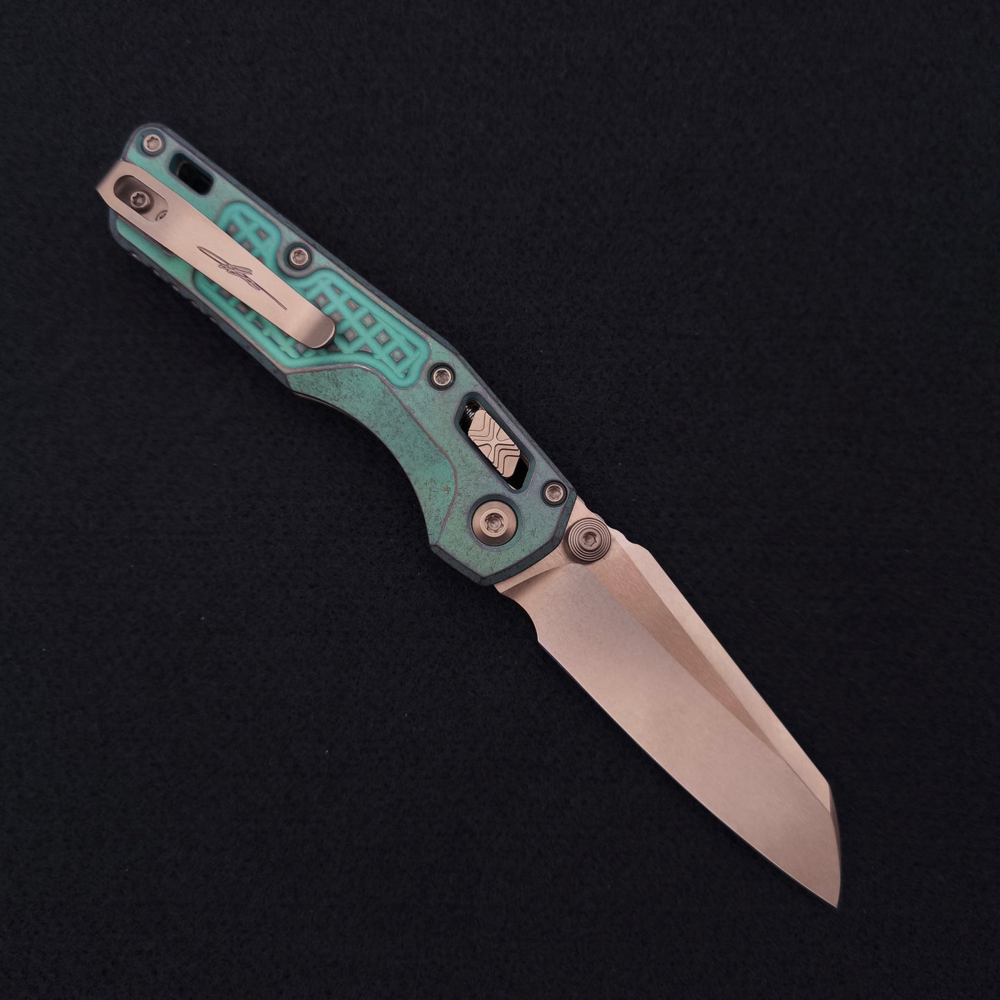 Microtech MSI Mini Bronzed Stonewash Frag Antique Green Marfione Select