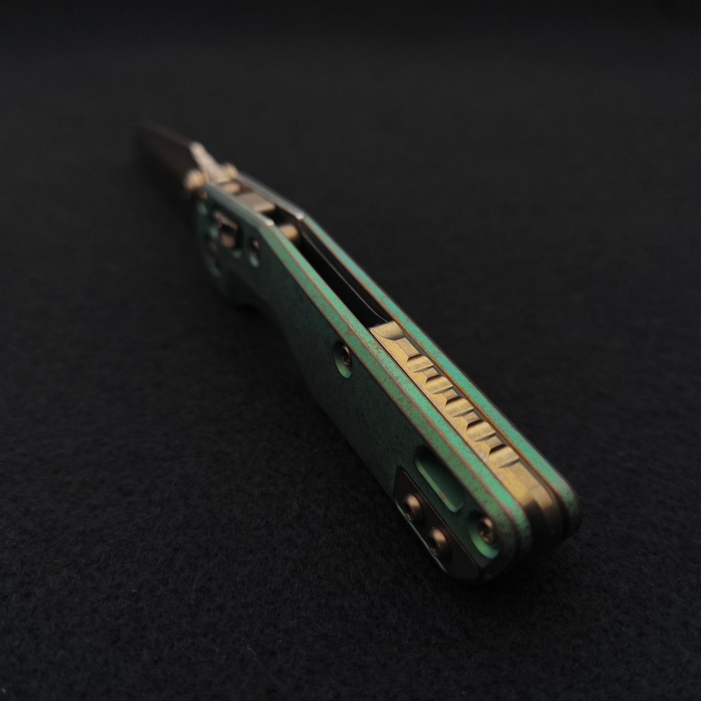 Microtech MSI Mini Bronzed Stonewash Antique Green Marfione Select