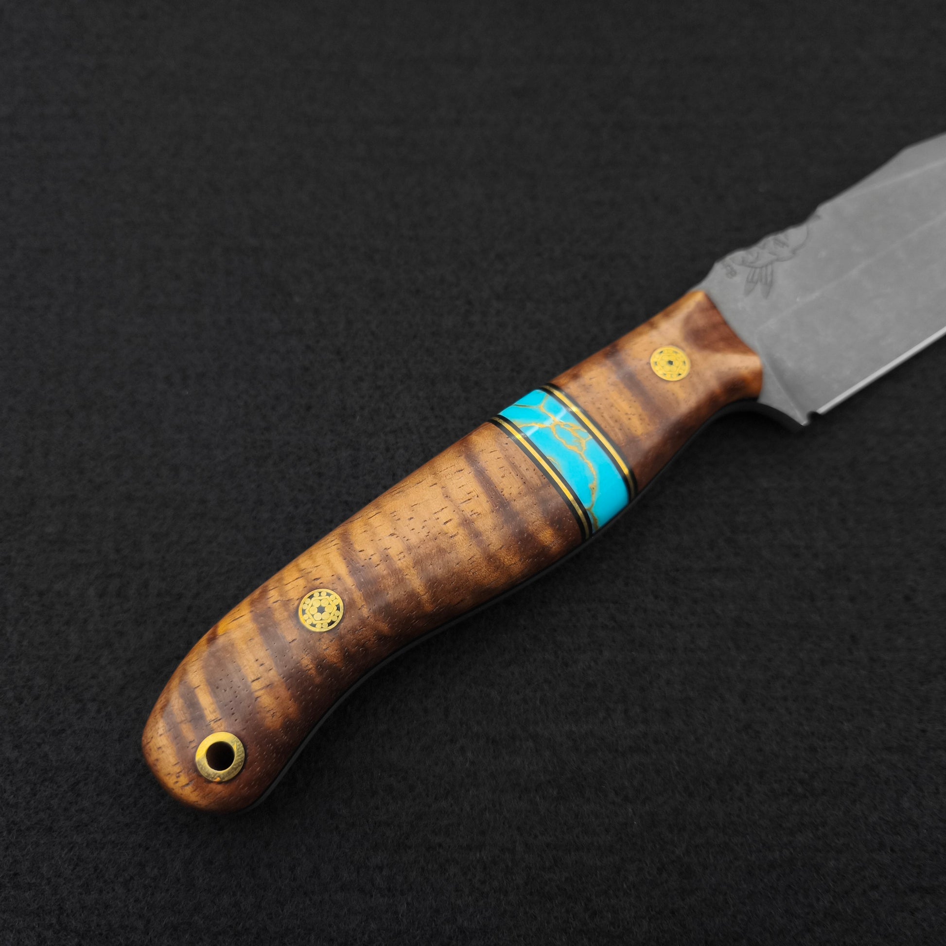 Half Face Blades Crow Scout Drop Point, Hawaiian Curly Koa 3