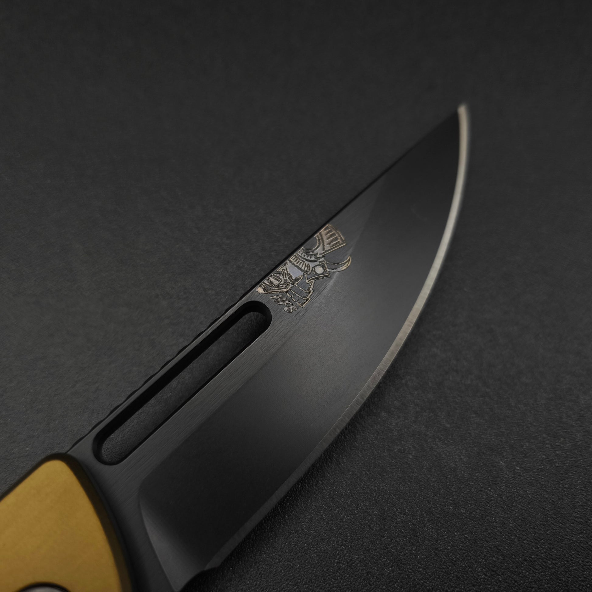 Half Face Blades Kwaiken Folder Anodized OD Green Handle, Black Nitride Blade 3