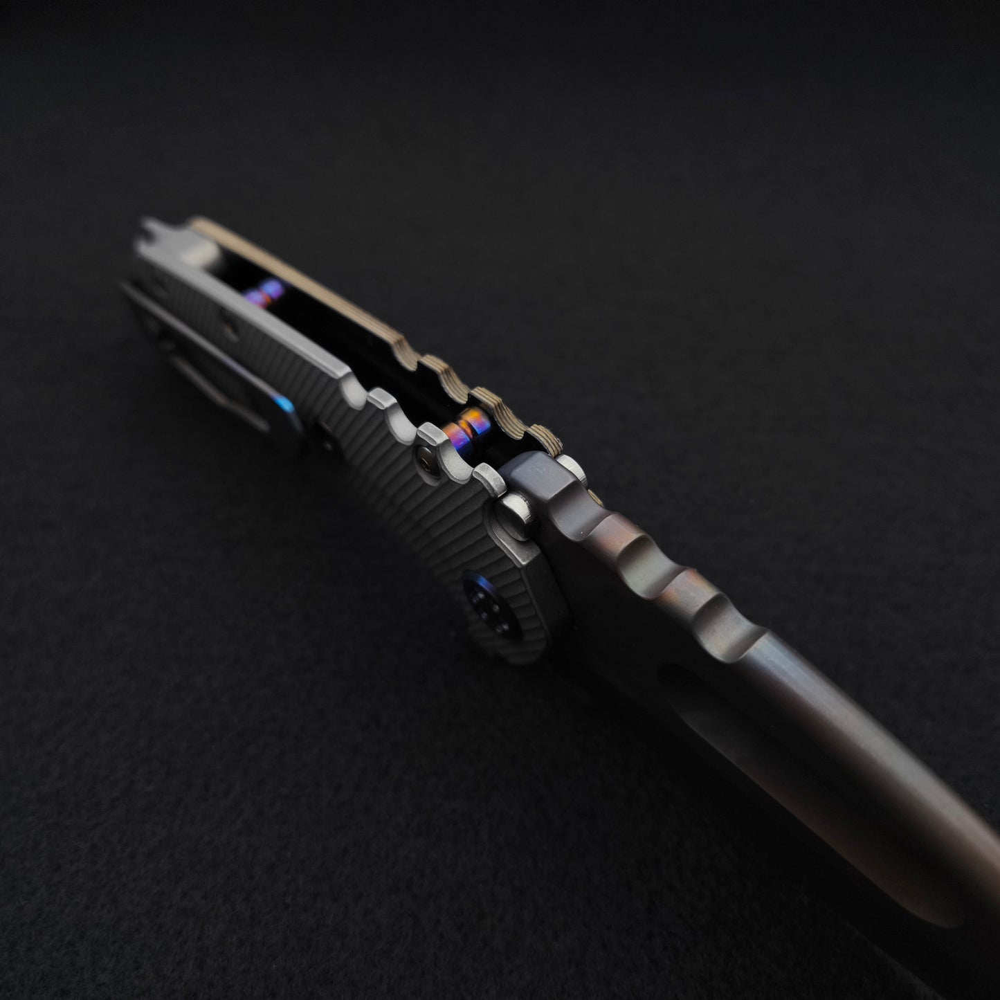 Medford Praetorian Ti-C Vulcan Drop Point, Black Tan Contoured G10 3