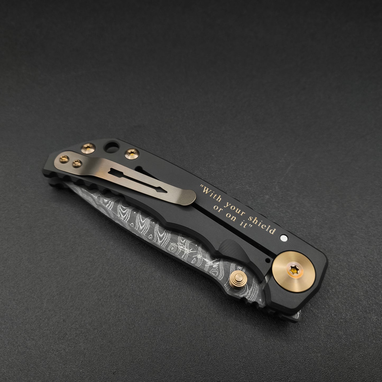 Spartan Blades Harsey Folder SF5 Custom Chad Nichols Damascus Gold Shield 5