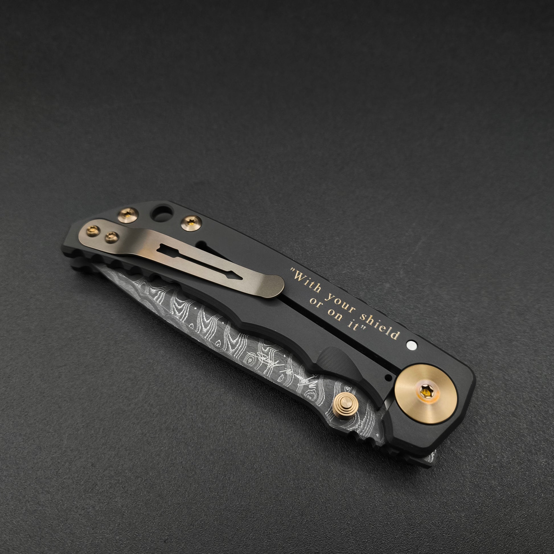 Spartan Blades Harsey Folder SF5 Custom Chad Nichols Damascus Gold Shield 5