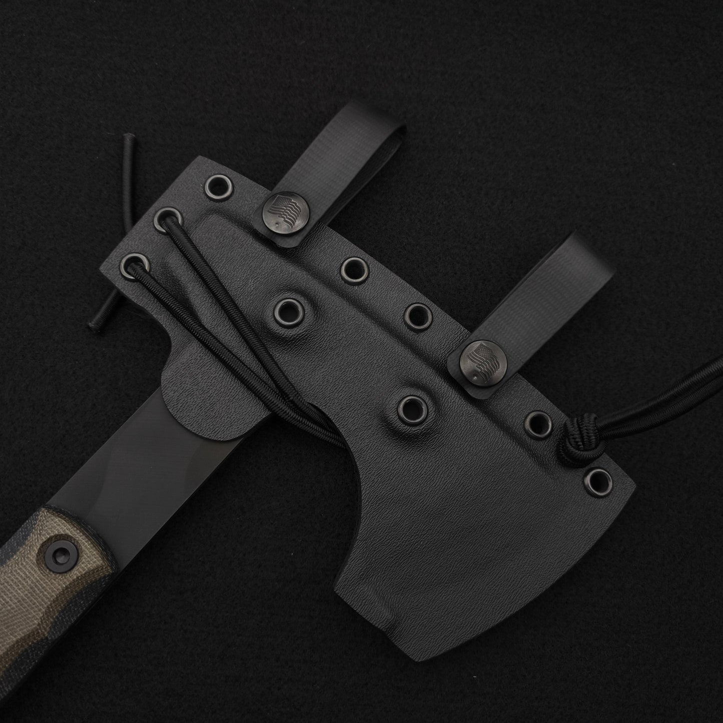 Half Face Blades Howler Hawk, Black and OD Green Canvas Micarta, Black Multicam Cerakote 4