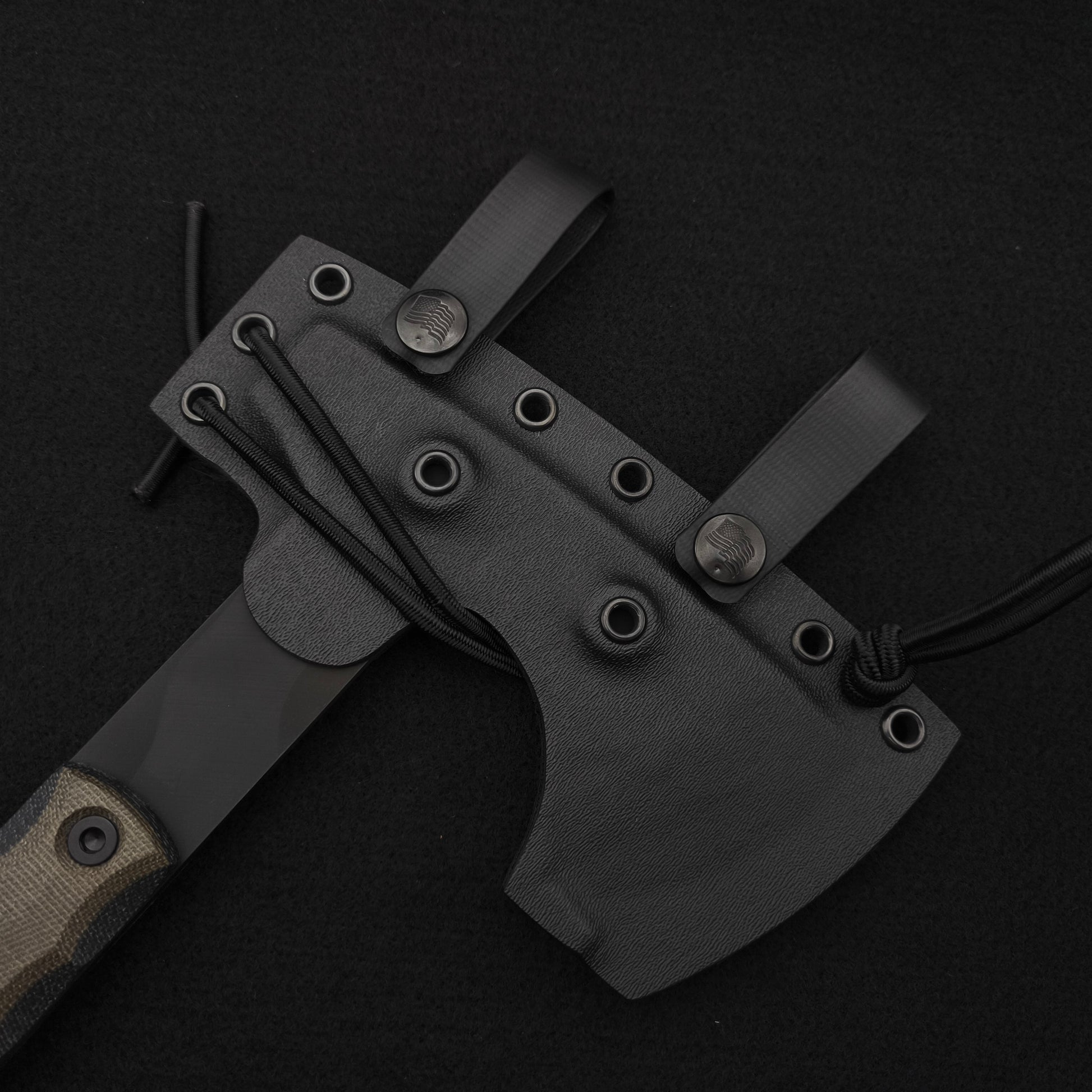 Half Face Blades Howler Hawk, Black and OD Green Canvas Micarta, Black Multicam Cerakote 4