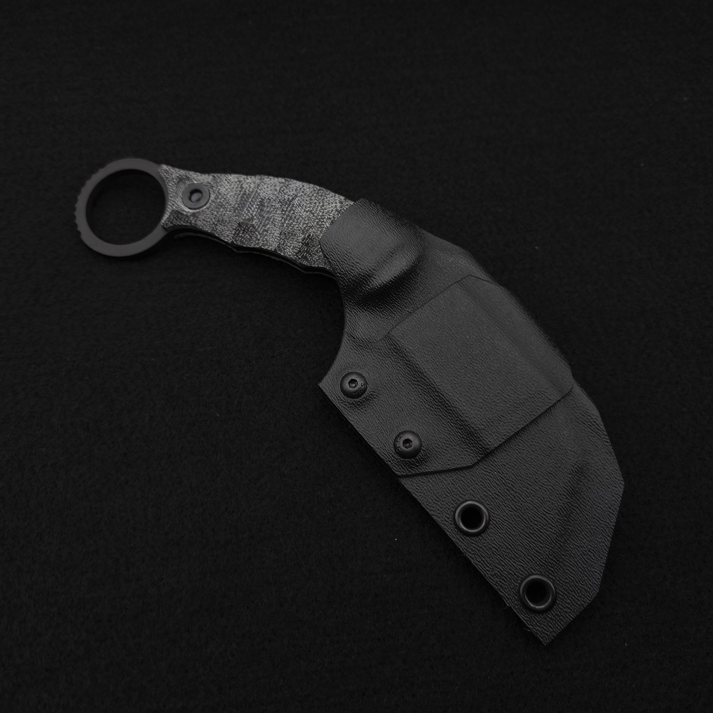 Half Face Blades Karambito Black Canvas Micarta, Armor Black Cerakote 3