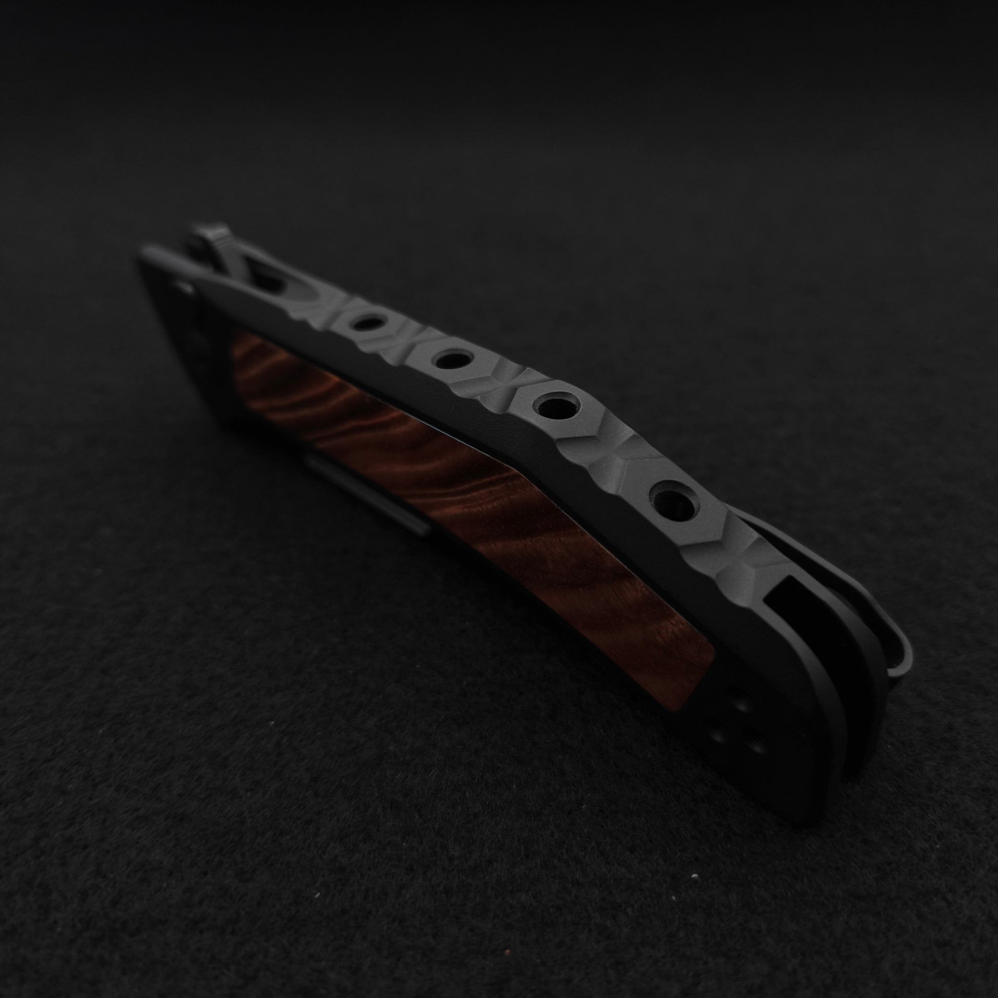 Half Face Blades Custom Kwaiken Folder Hawaiian Curly Koa, Anodized Black Handle 3
