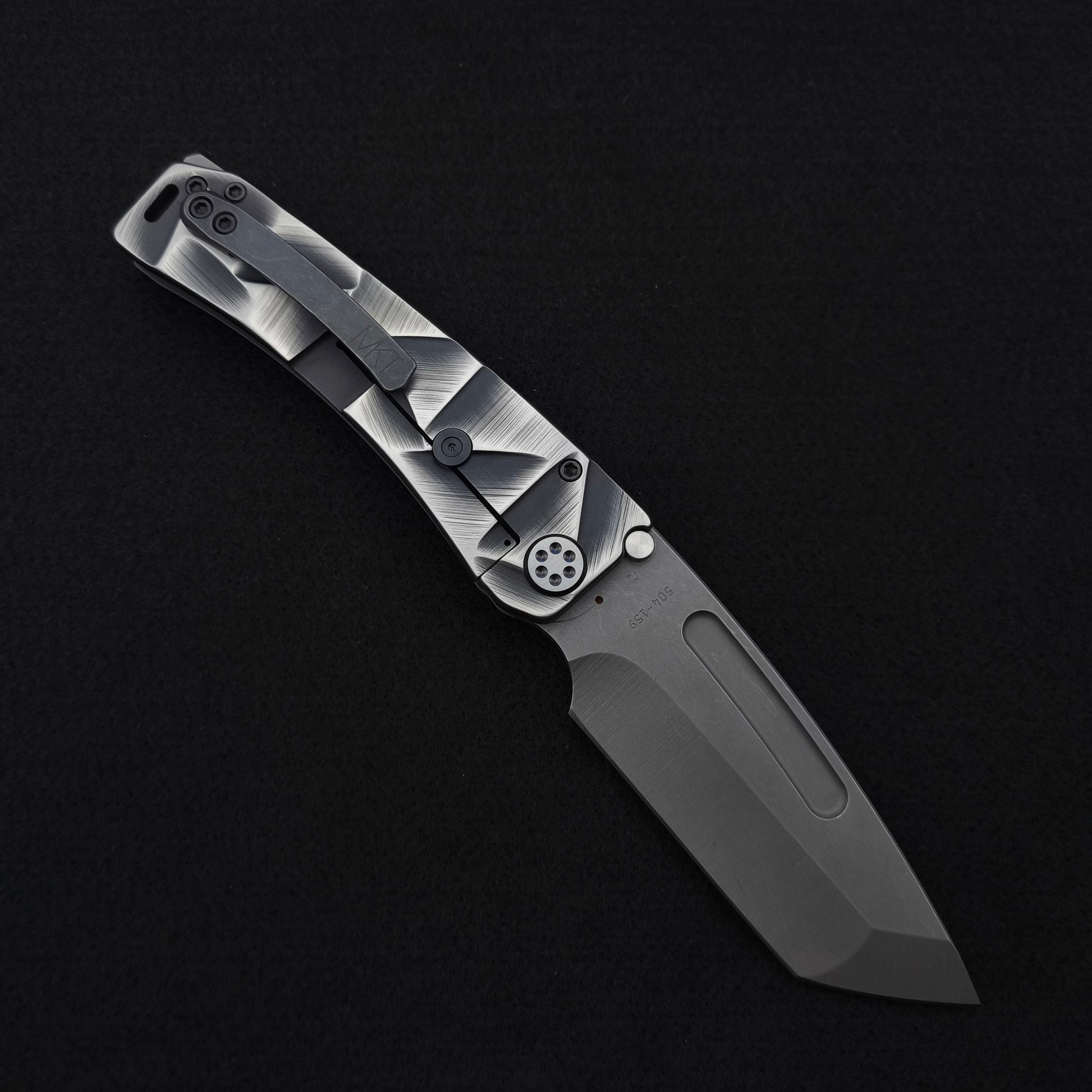 Medford Marauder, Full Size, Acid Distressed Tanto, Black and Silver Stained Glass 2