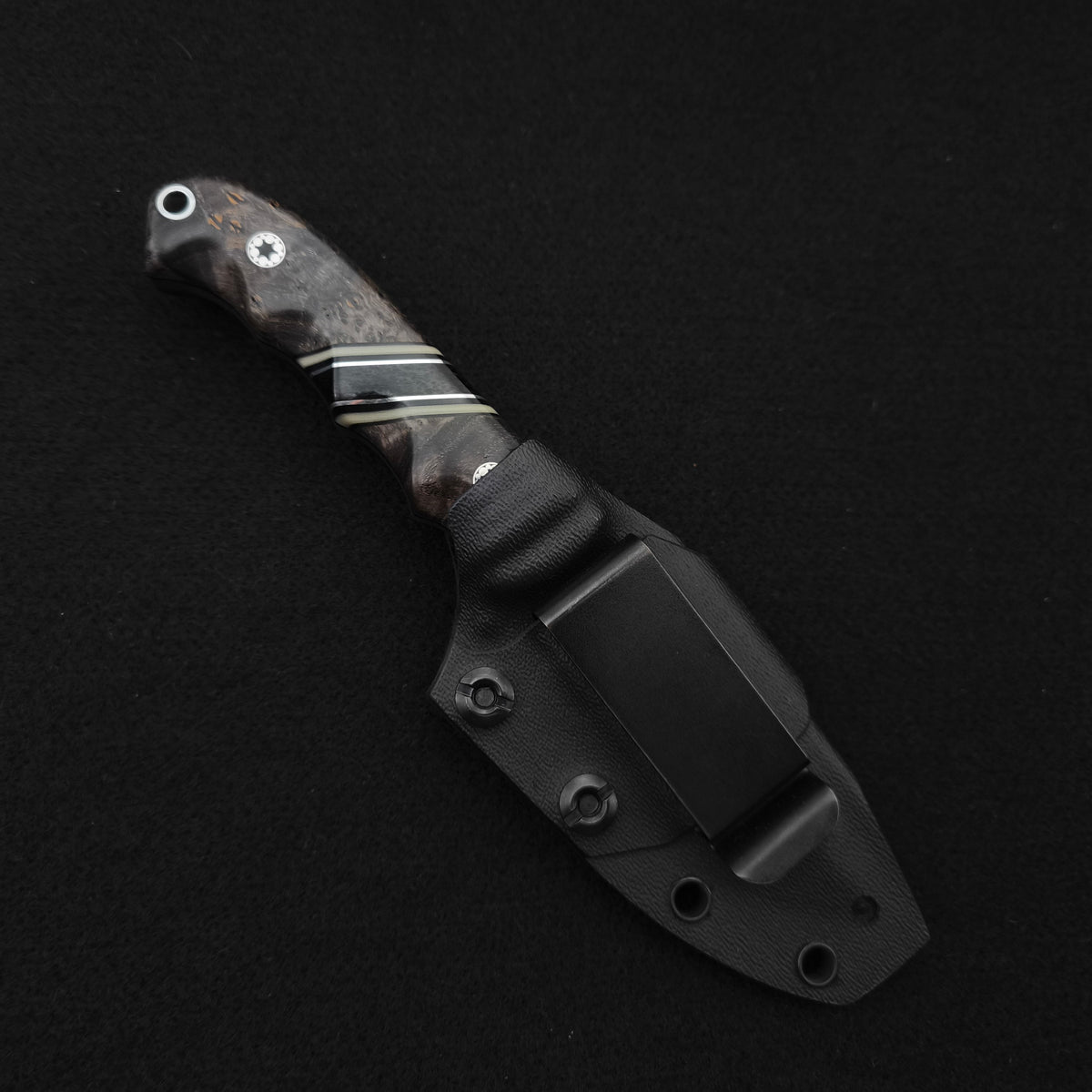 Half Face Blades Disaster Cub Dyed Black Ash Burl, Black Canvas Micarta Split