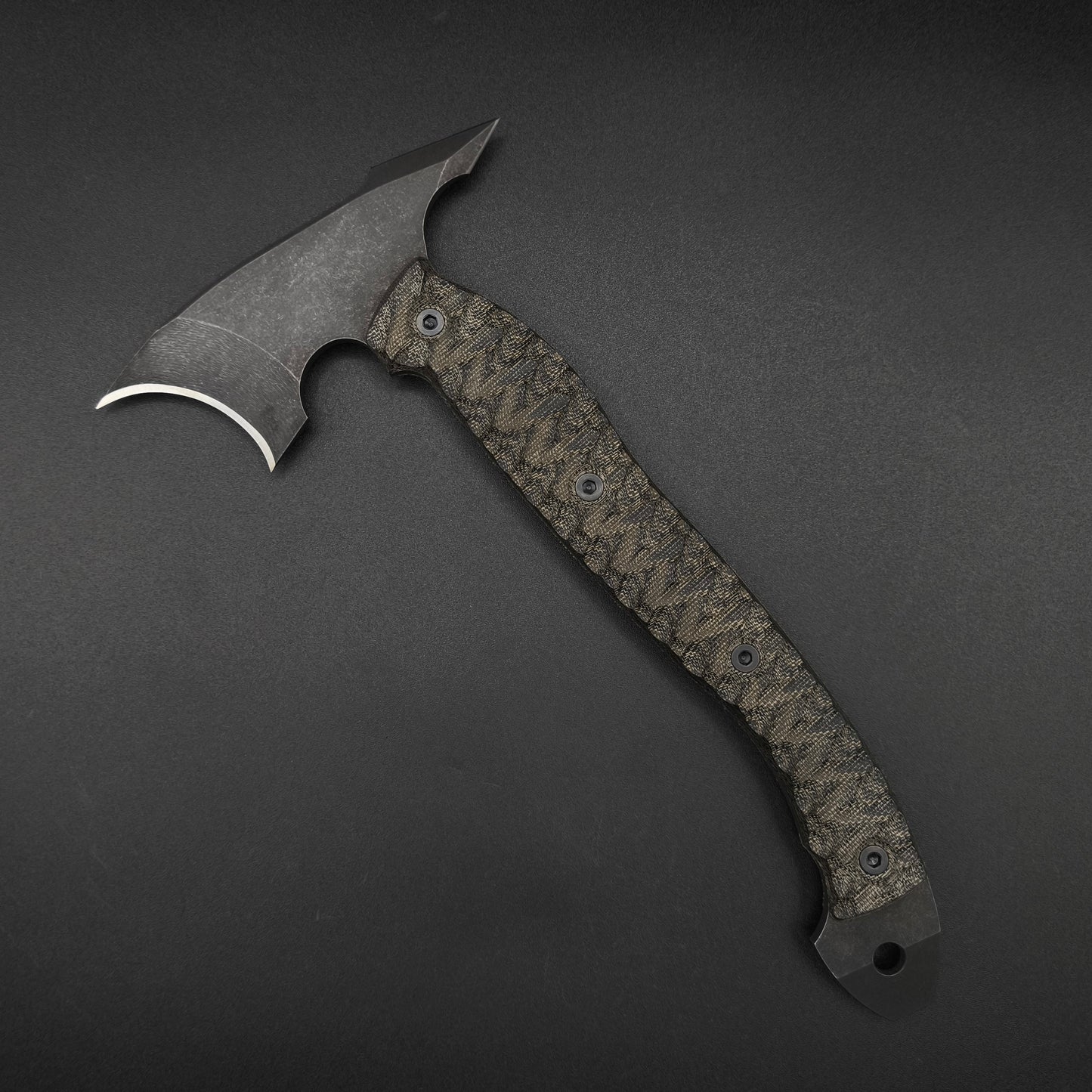 Half Face Blades Crescent Hawk Black and OD Green Canvas Micarta