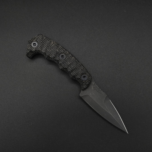 Half Face Blades HUMINT 3" Black Burlap Micarta 2