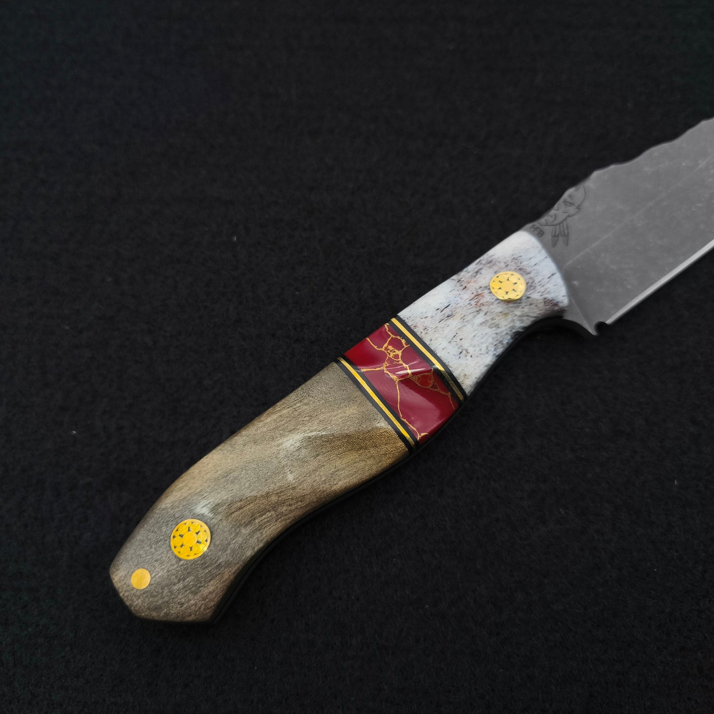 Half Face Blades Field Knife Jr Elk Antler, Buckeye Burl 3