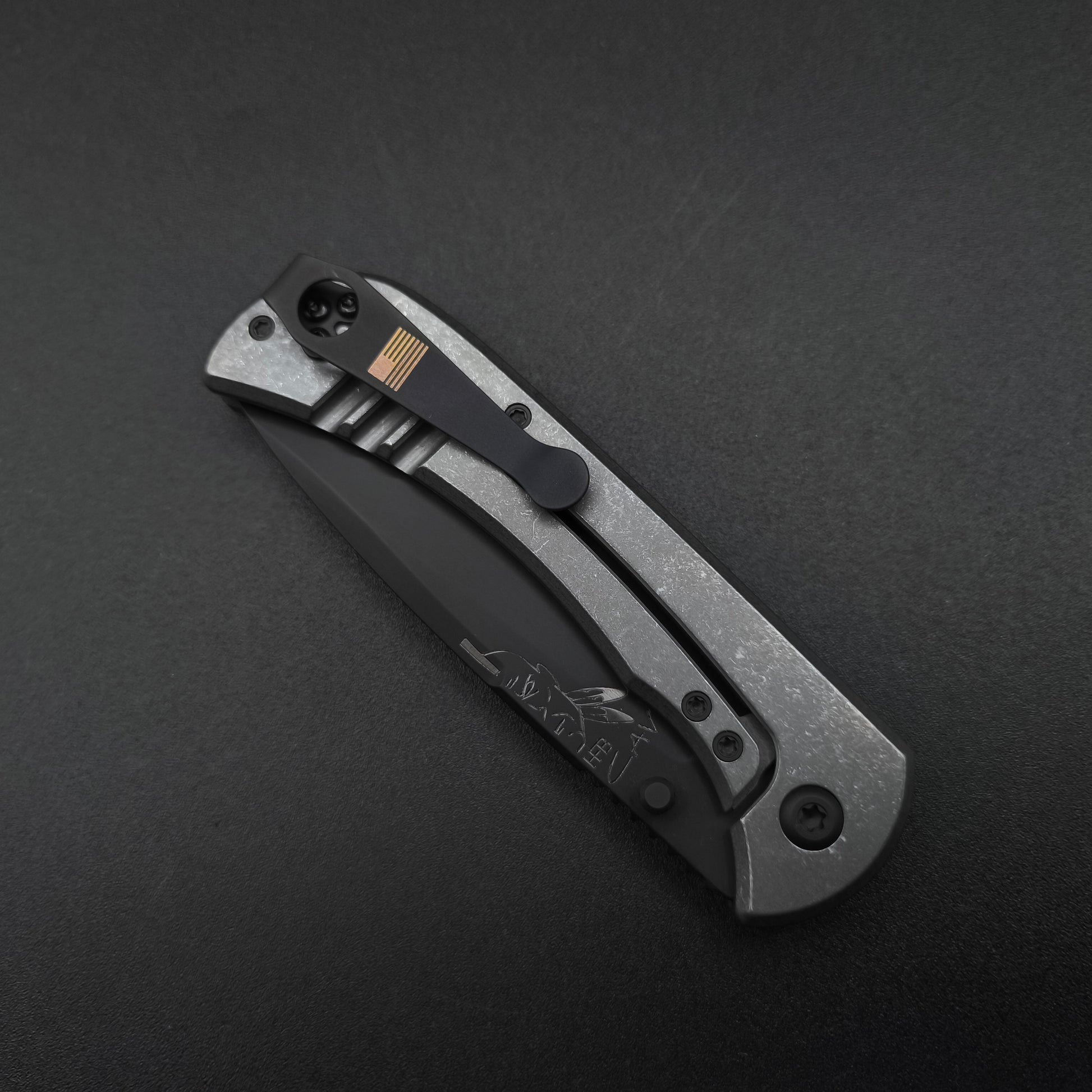 Half Face Blades Cav Folder Black G10, Armor black Cerakote Blade 3