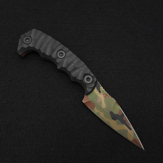 Half Face Blades HUMINT 3" Black G10, M81 Camo Cerakote 1