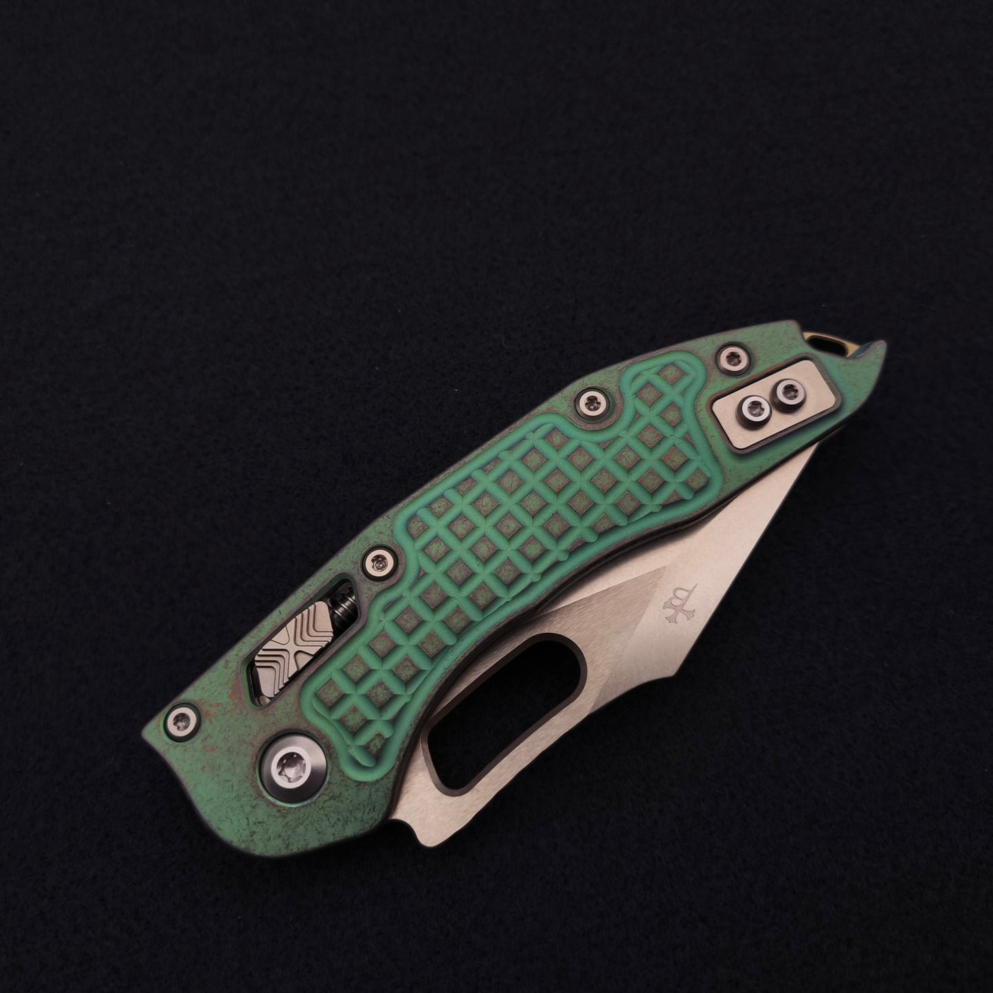 Microtech Stitch Ram Lok Antique Green Frag Stonewash Marfione Select