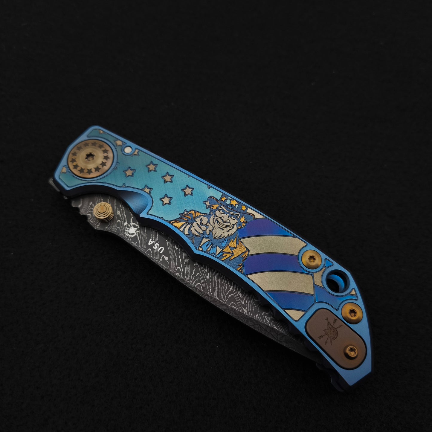 Spartan Blades Harsey Folder SF5 Custom Chad Nichols Damascus Uncle Sam Special Edition 4