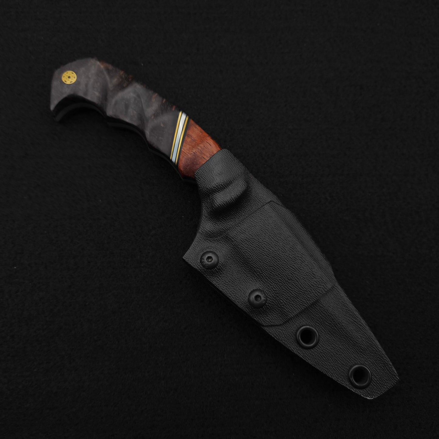 Half Face Blades HUMINT 3" Afzelia Burl, Dyed Redwood 4