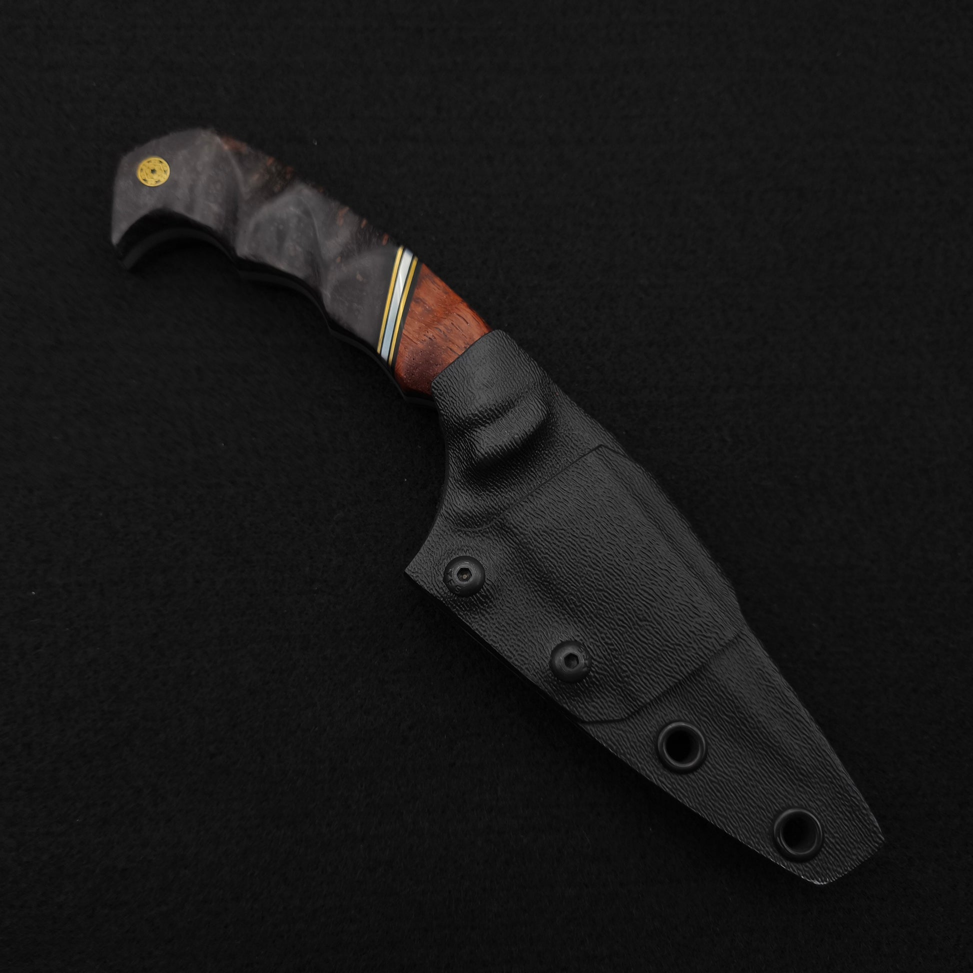 Half Face Blades HUMINT 3" Afzelia Burl, Dyed Redwood 4
