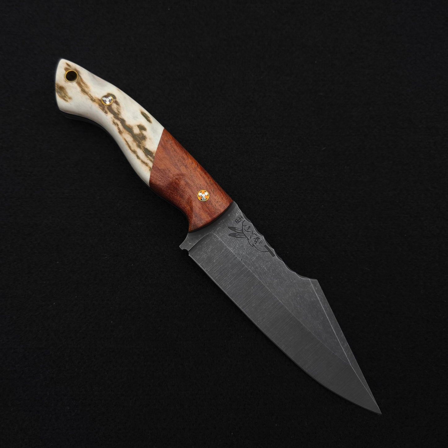 Half Face Blades Widow Maker Orange Heart Wood, Elk Antler 1