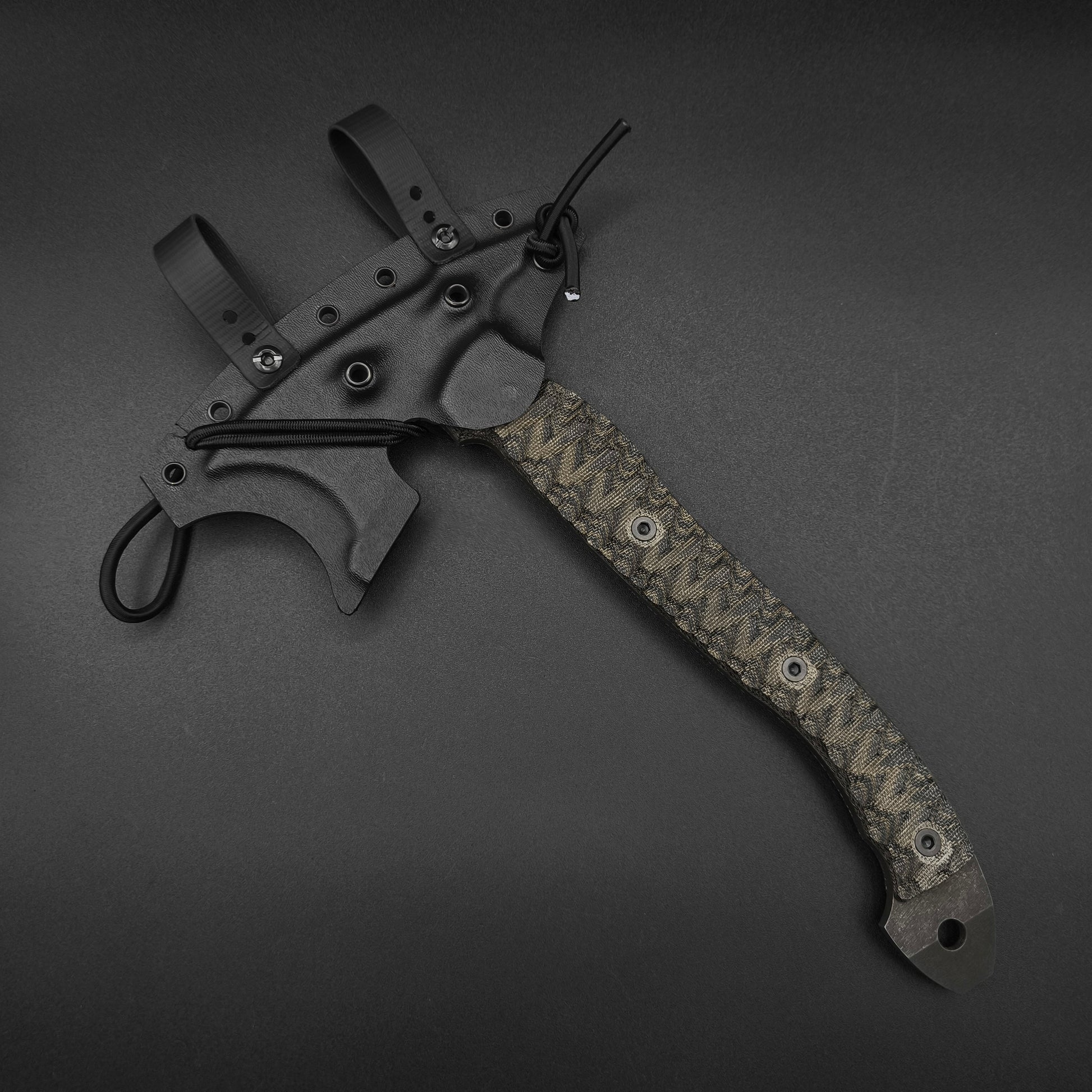 Half Face Blades Crescent Hawk OD Green and Black Burlap Micarta 5