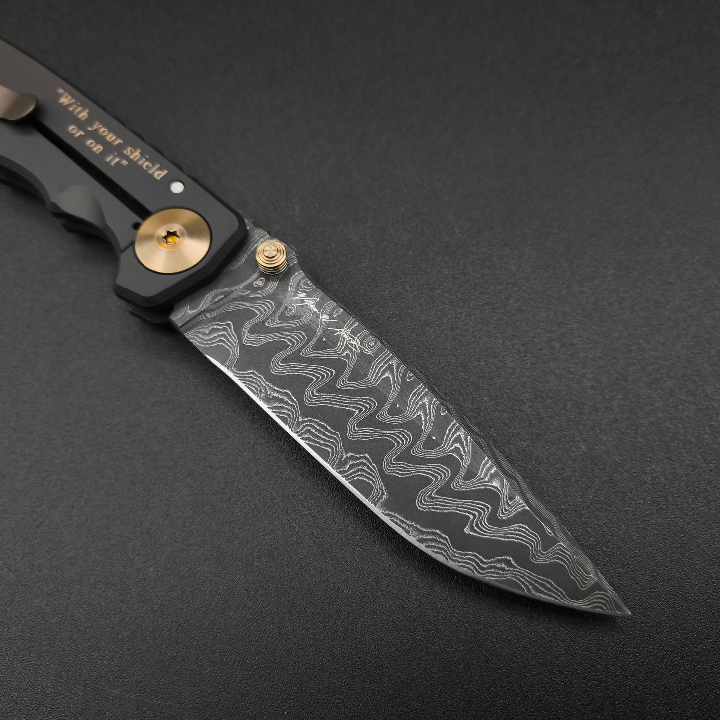 Spartan Blades Harsey Folder SF5 Custom Chad Nichols Damascus Gold Shield 3