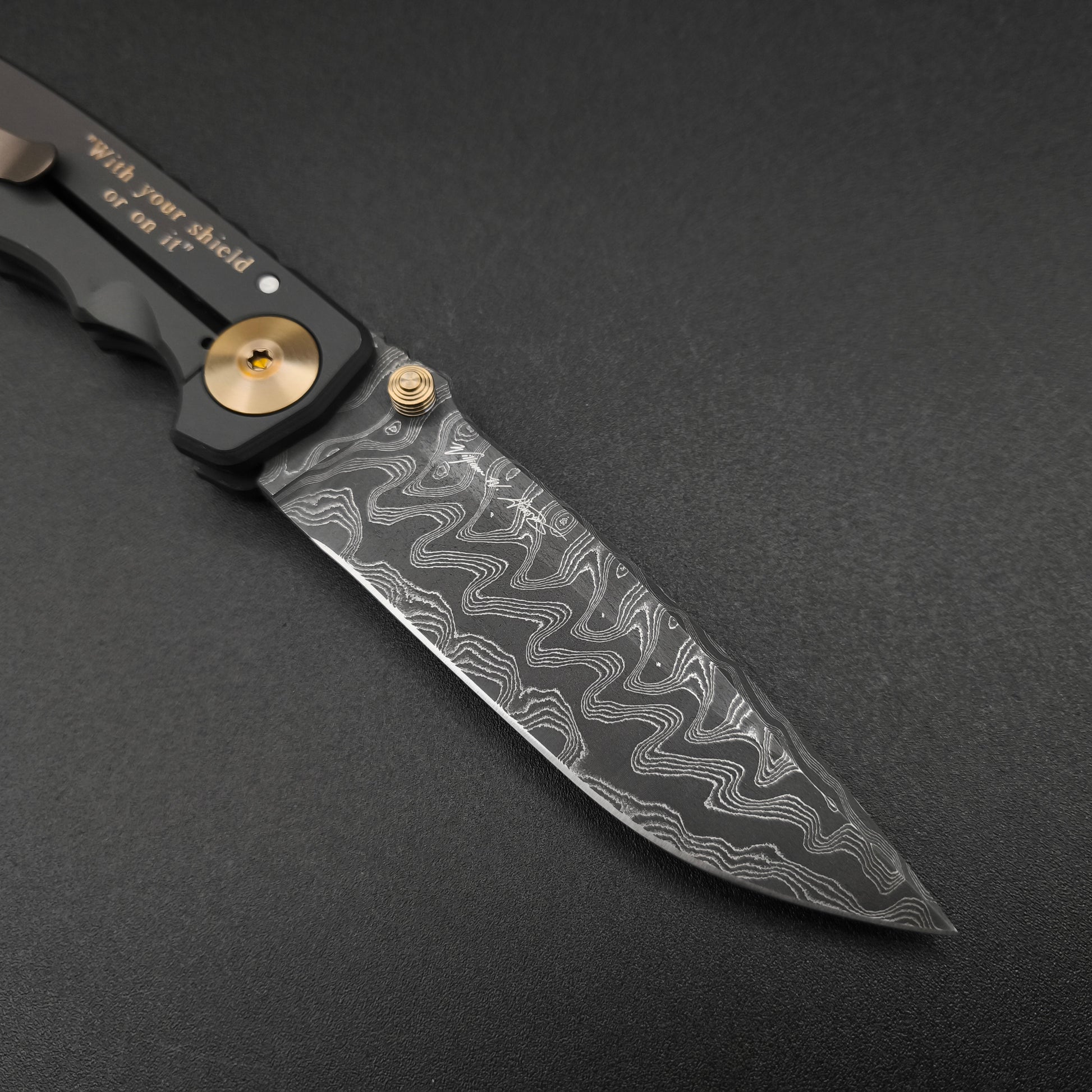 Spartan Blades Harsey Folder SF5 Custom Chad Nichols Damascus Gold Shield 3