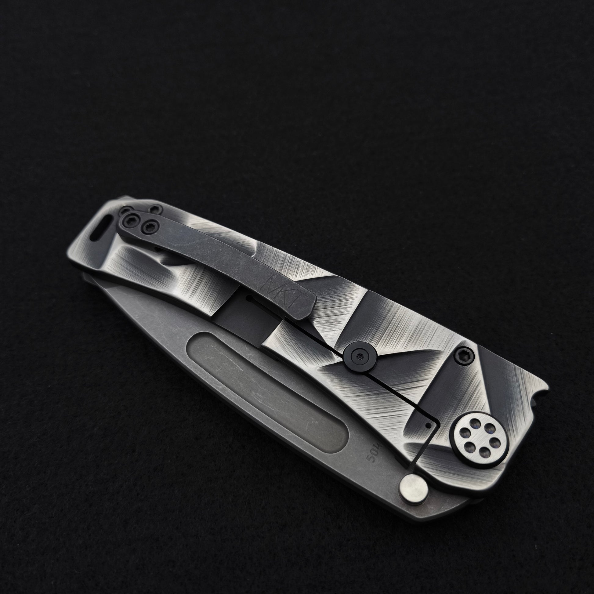 Medford Marauder, Full Size, Acid Distressed Tanto, Black and Silver Stained Glass 5